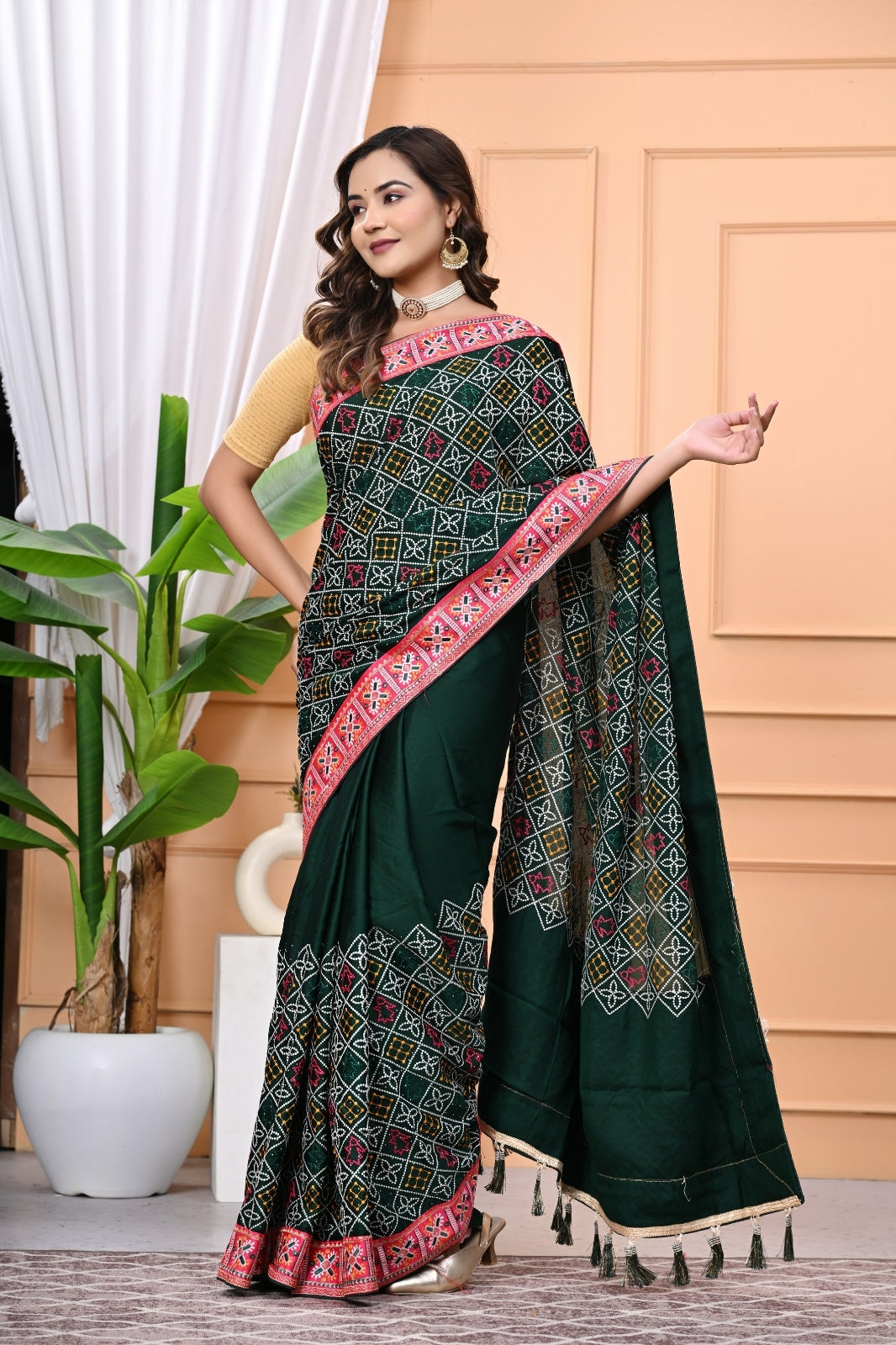 Vichitra Blooming Designer Saree with Heavy Embroidery Work