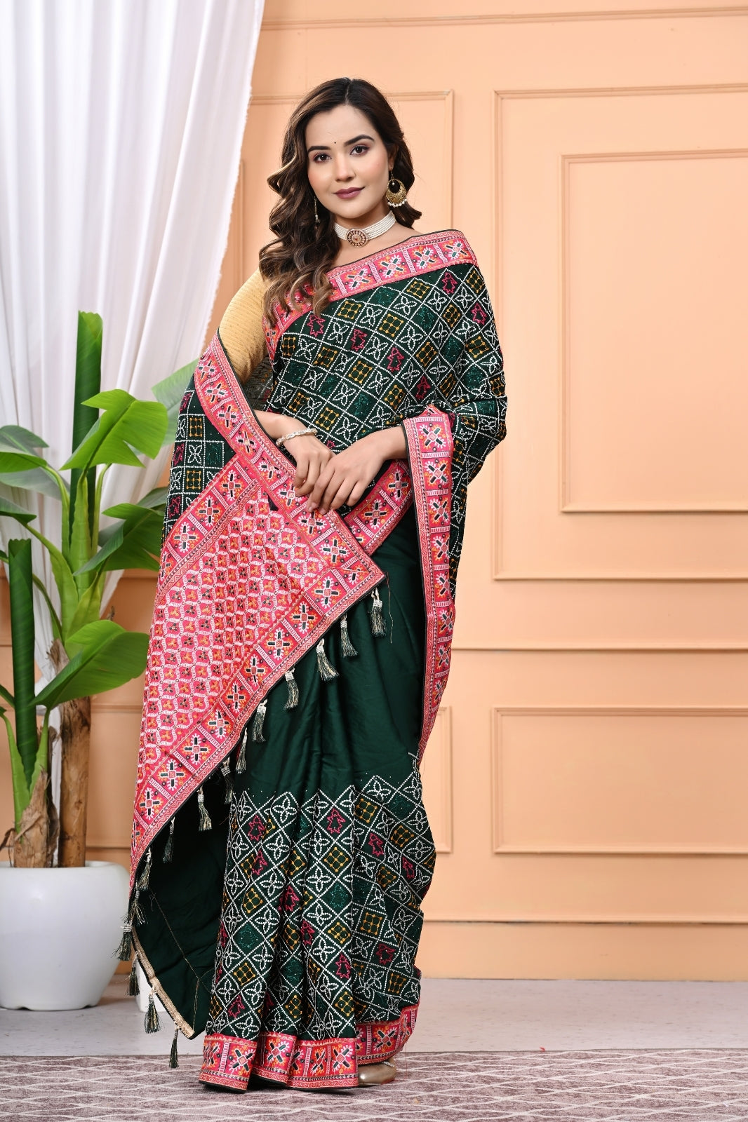 Vichitra Blooming Designer Saree with Heavy Embroidery Work