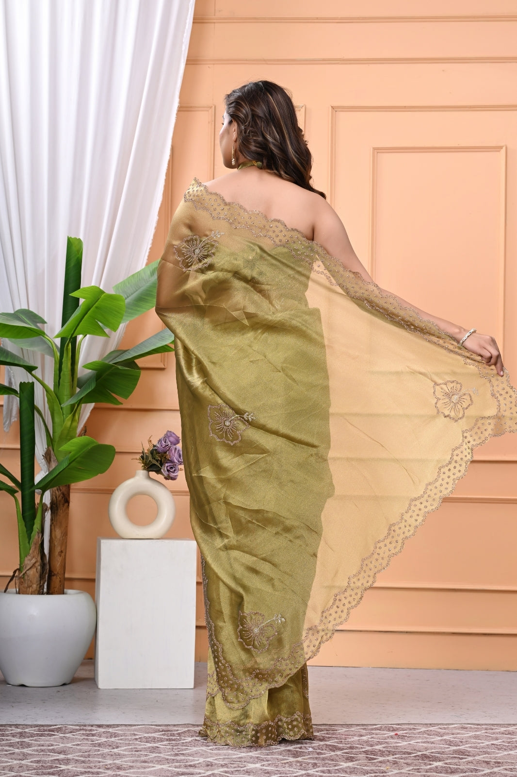 Jarkhan Diamond Designer Saree in Zari Silk