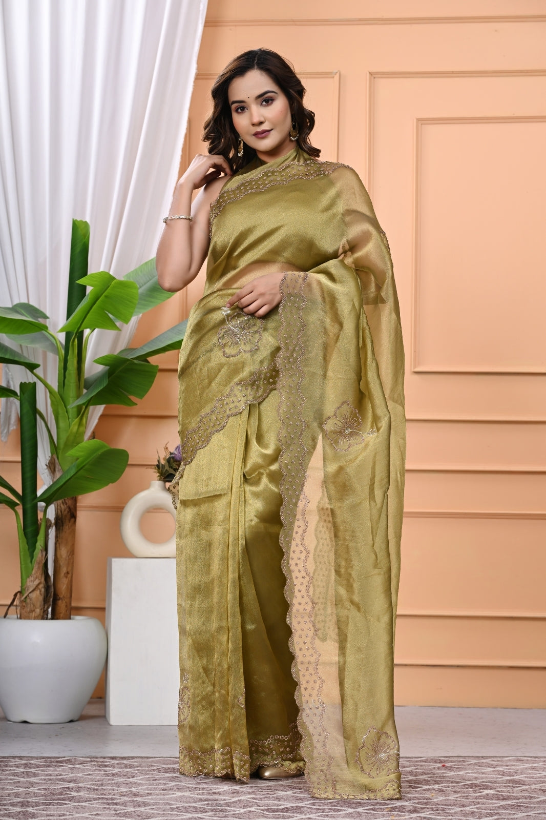 Jarkhan Diamond Designer Saree in Zari Silk