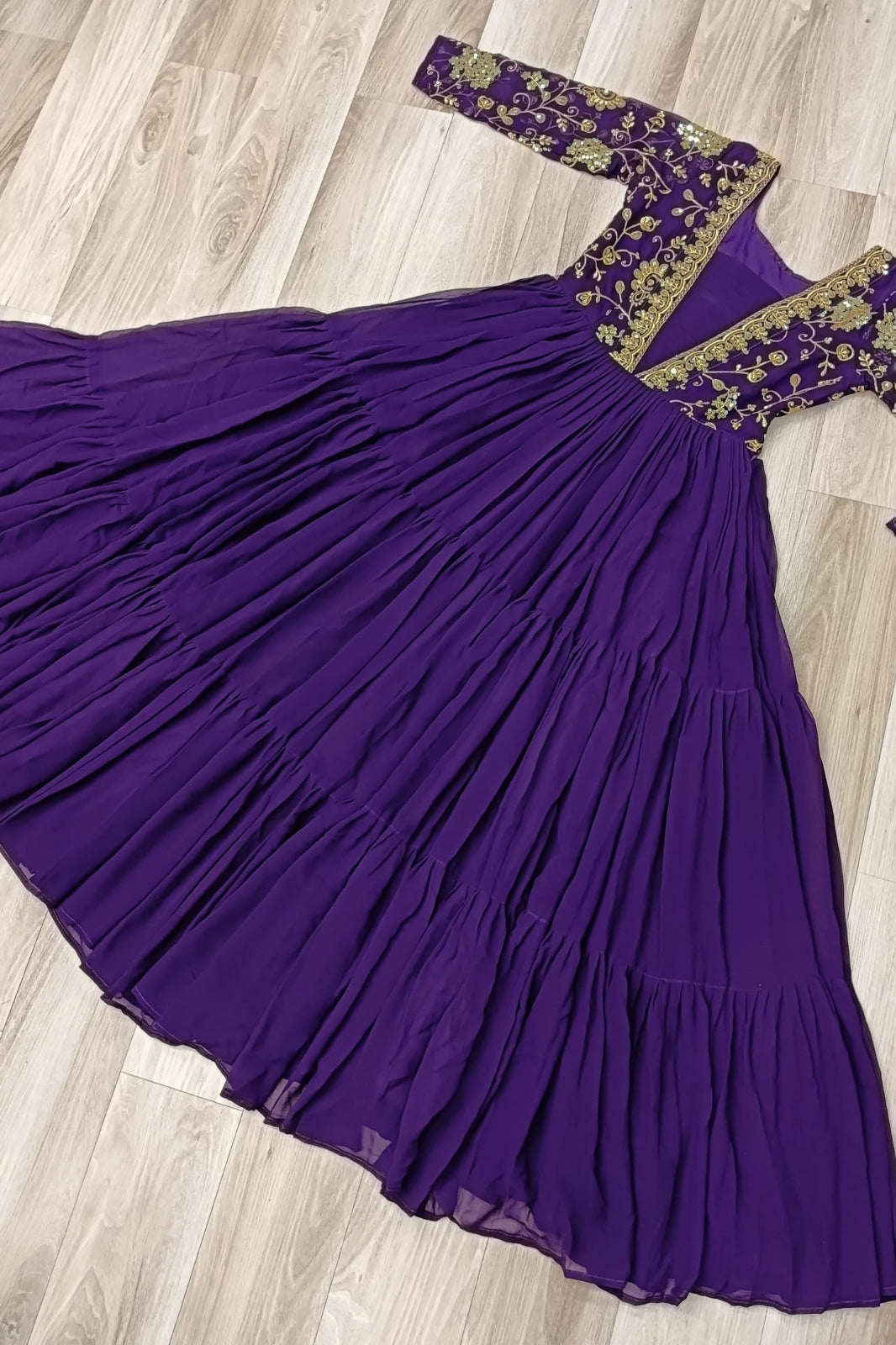 Premium Designer Embroidered Gown Faux Blooming With Sequins work