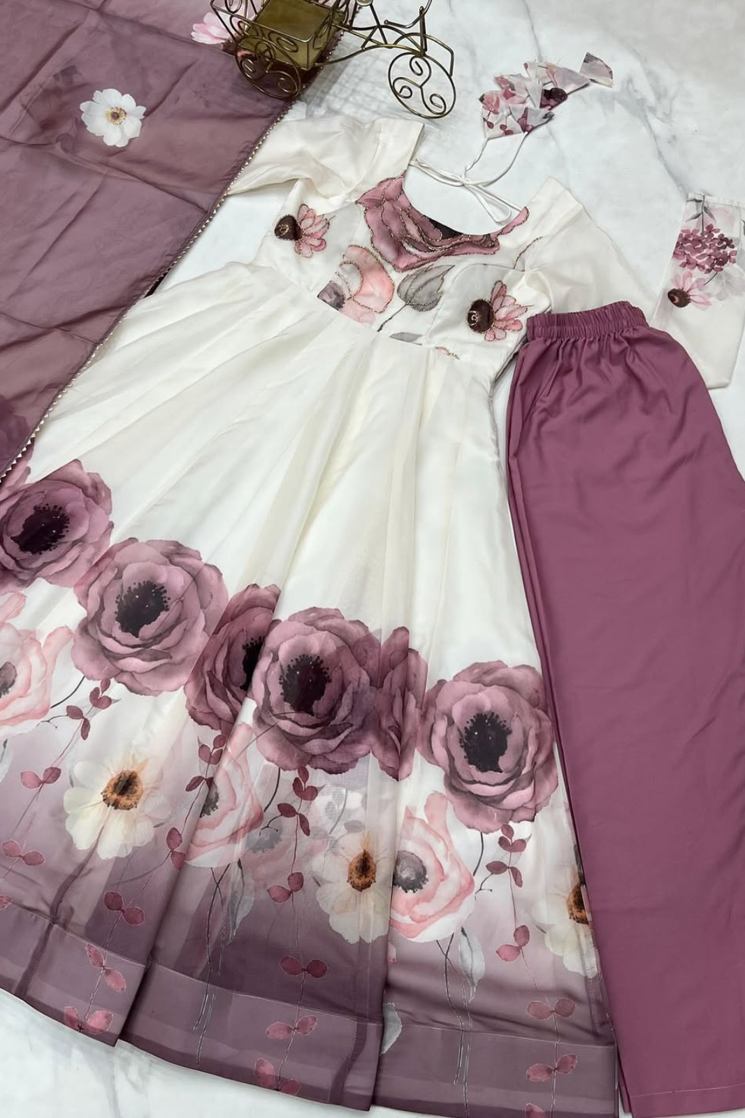 Luxury Organza Silk Anarkali Suit – Onion Pink Edition