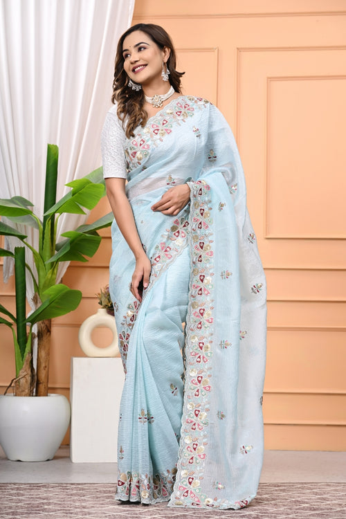 Candy Crush Designer Saree with Multi Zari & Swarovski Stone Work