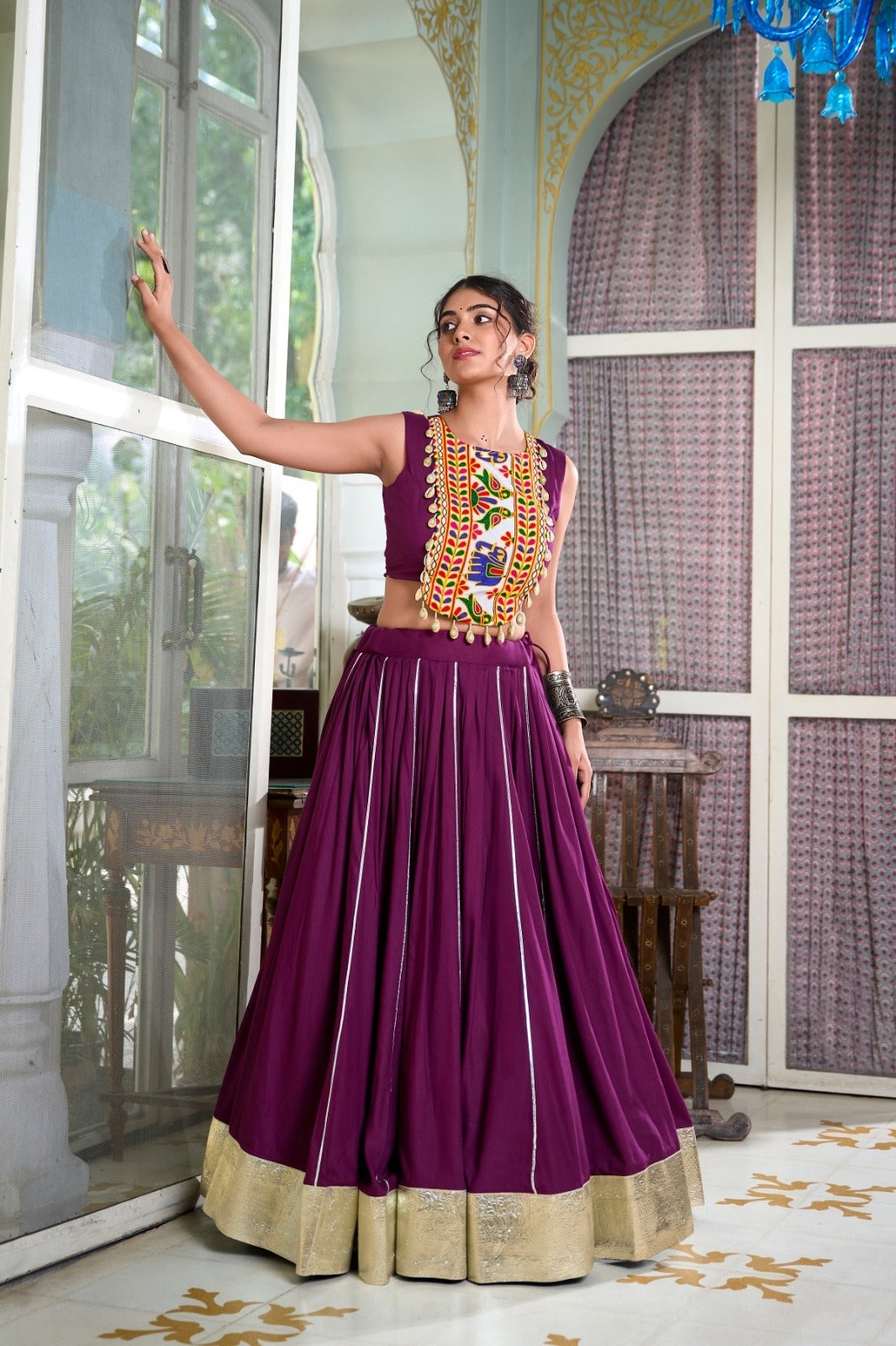 Navrati Design Rayon Lehenga with Gamthi Work Blouse