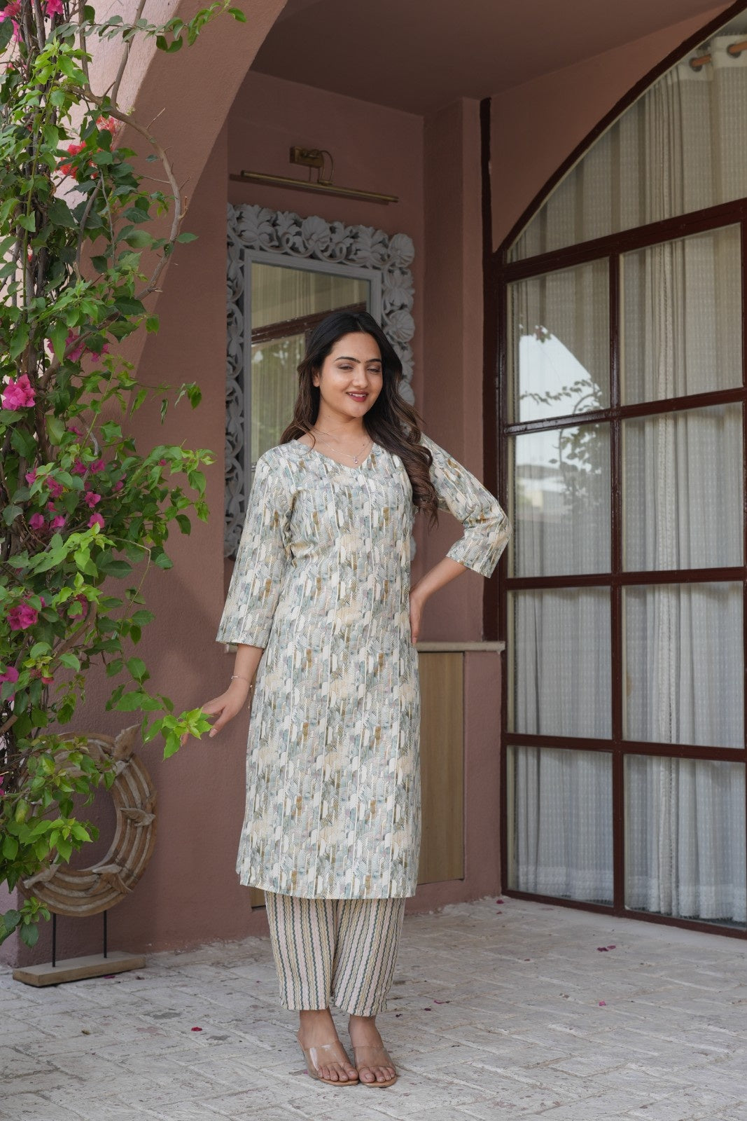 Pastel Printed Ethnic Set – Kurta & Pant