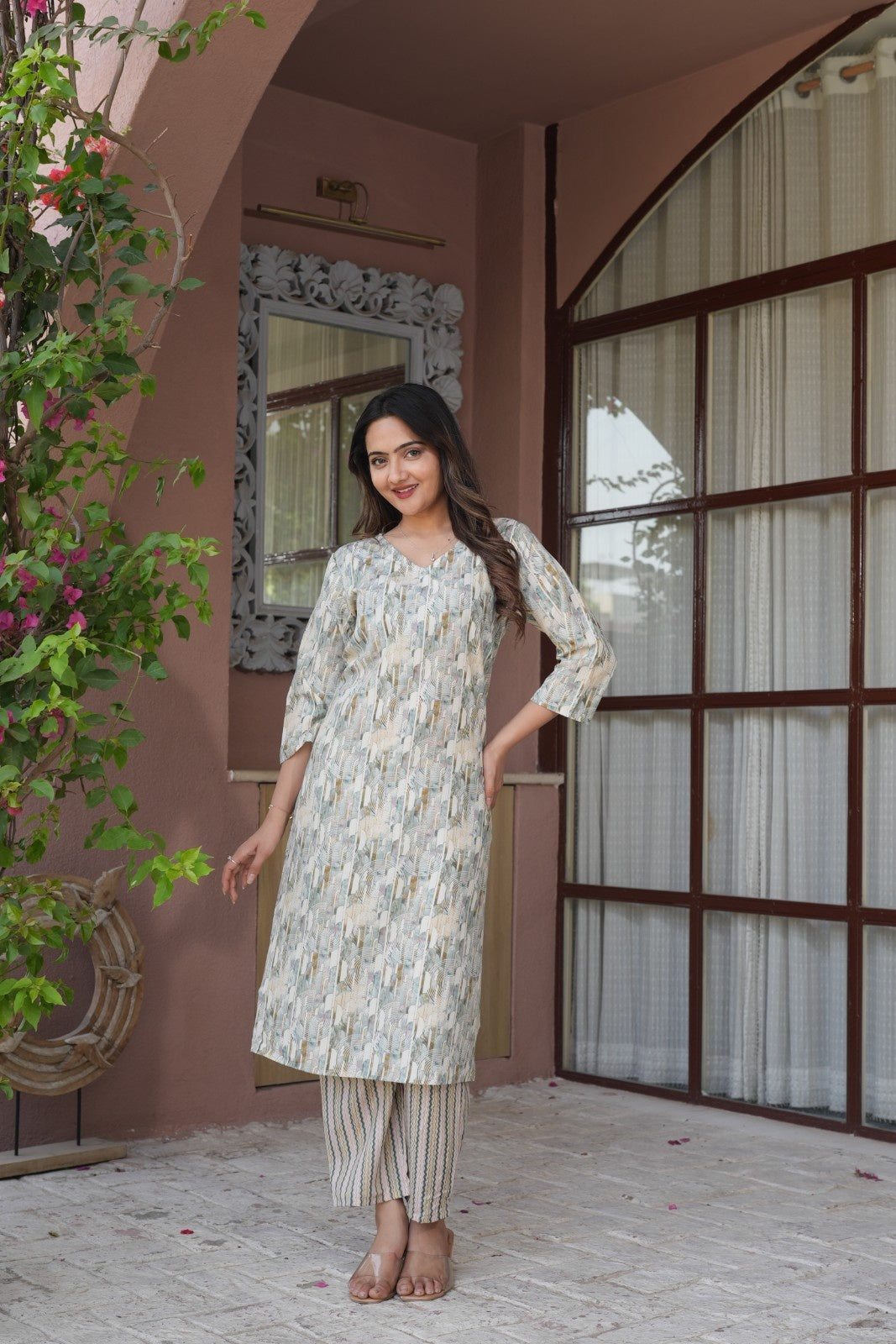 Pastel Printed Ethnic Set – Kurta & Pant
