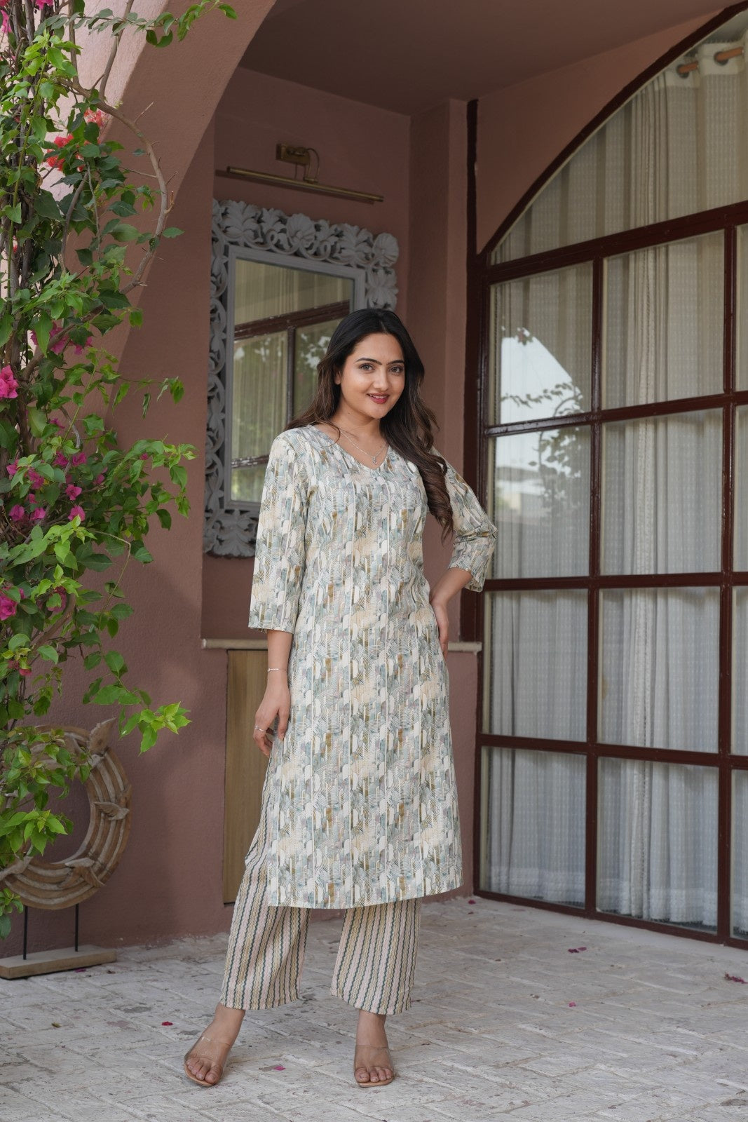 Pastel Printed Ethnic Set – Kurta & Pant