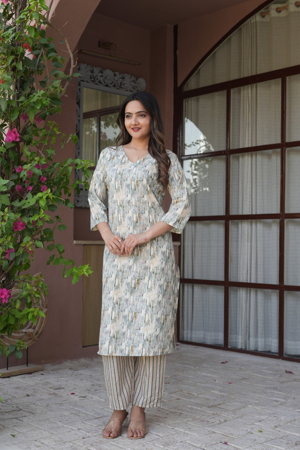 Pastel Printed Ethnic Set – Kurta & Pant