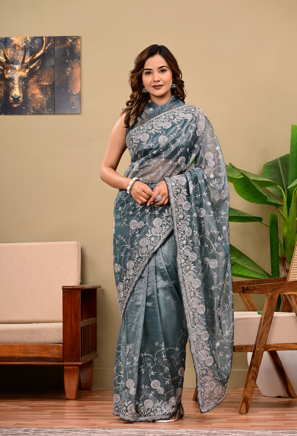 Full Saree Of Heavy quality  Tissue organza silk