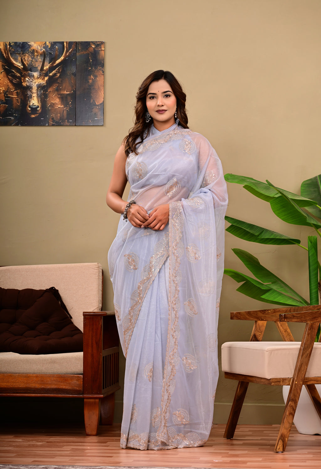 Full Saree Of Heavy quality  Tissue organza silk