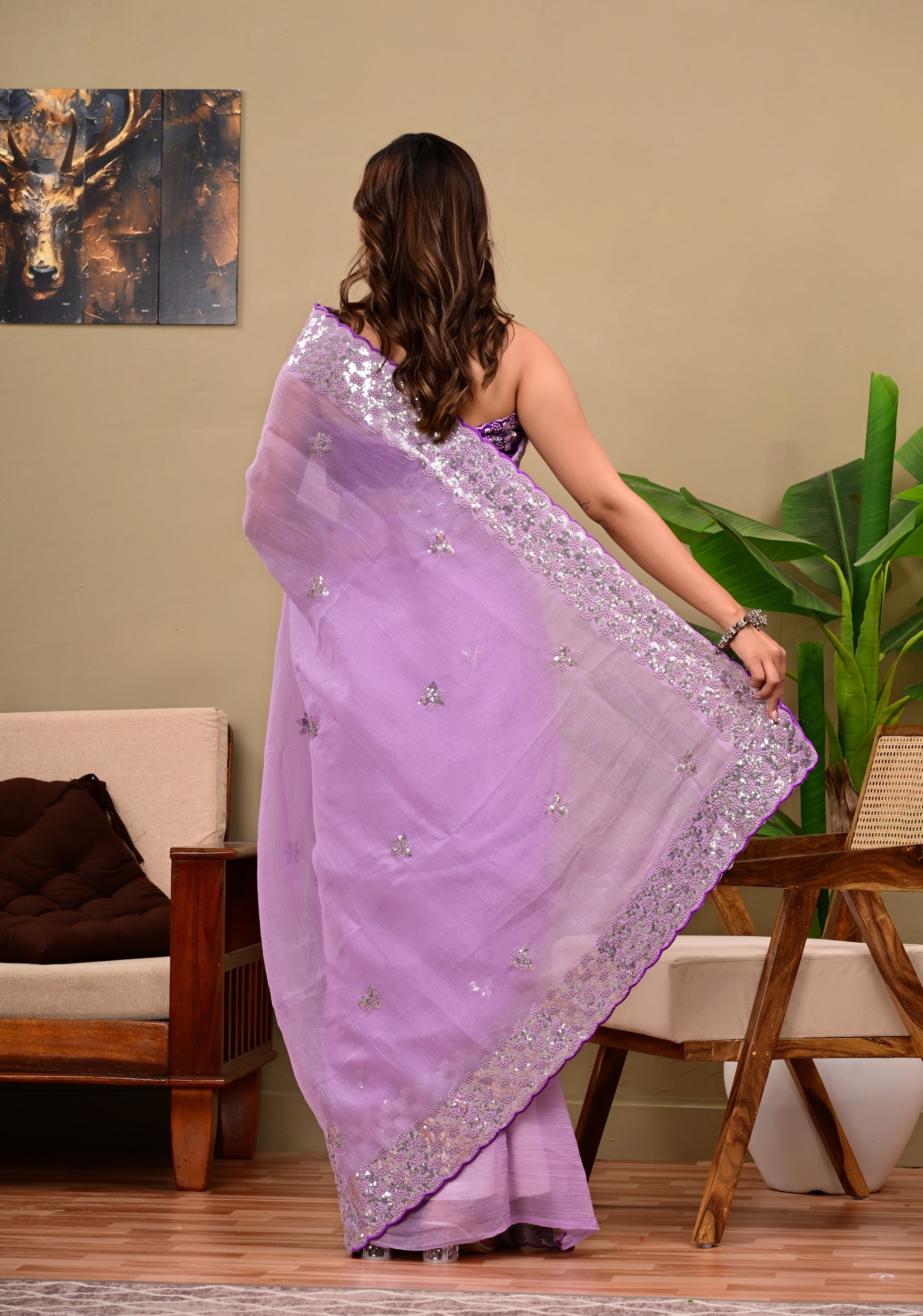 Heavy  Sequins  work Saree