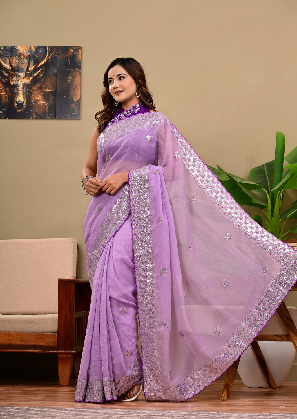 Heavy  Sequins  work Saree