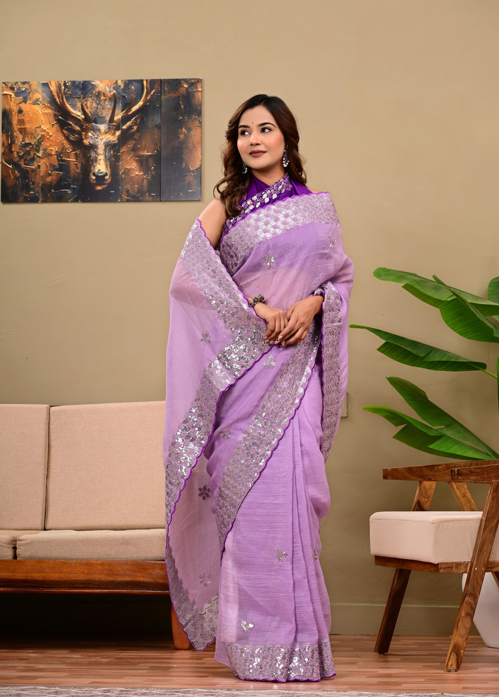 Heavy  Sequins  work Saree