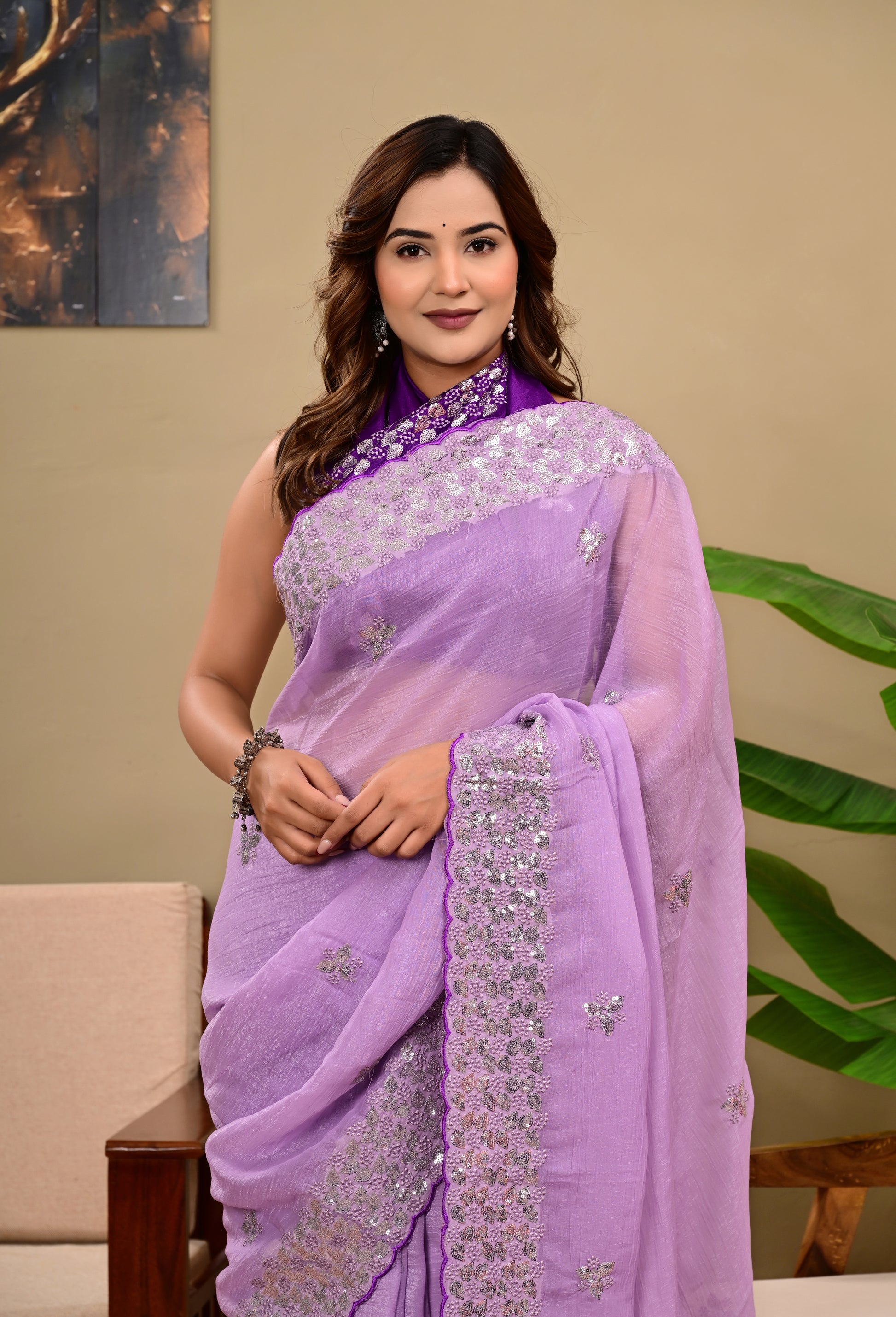 Heavy  Sequins  work Saree