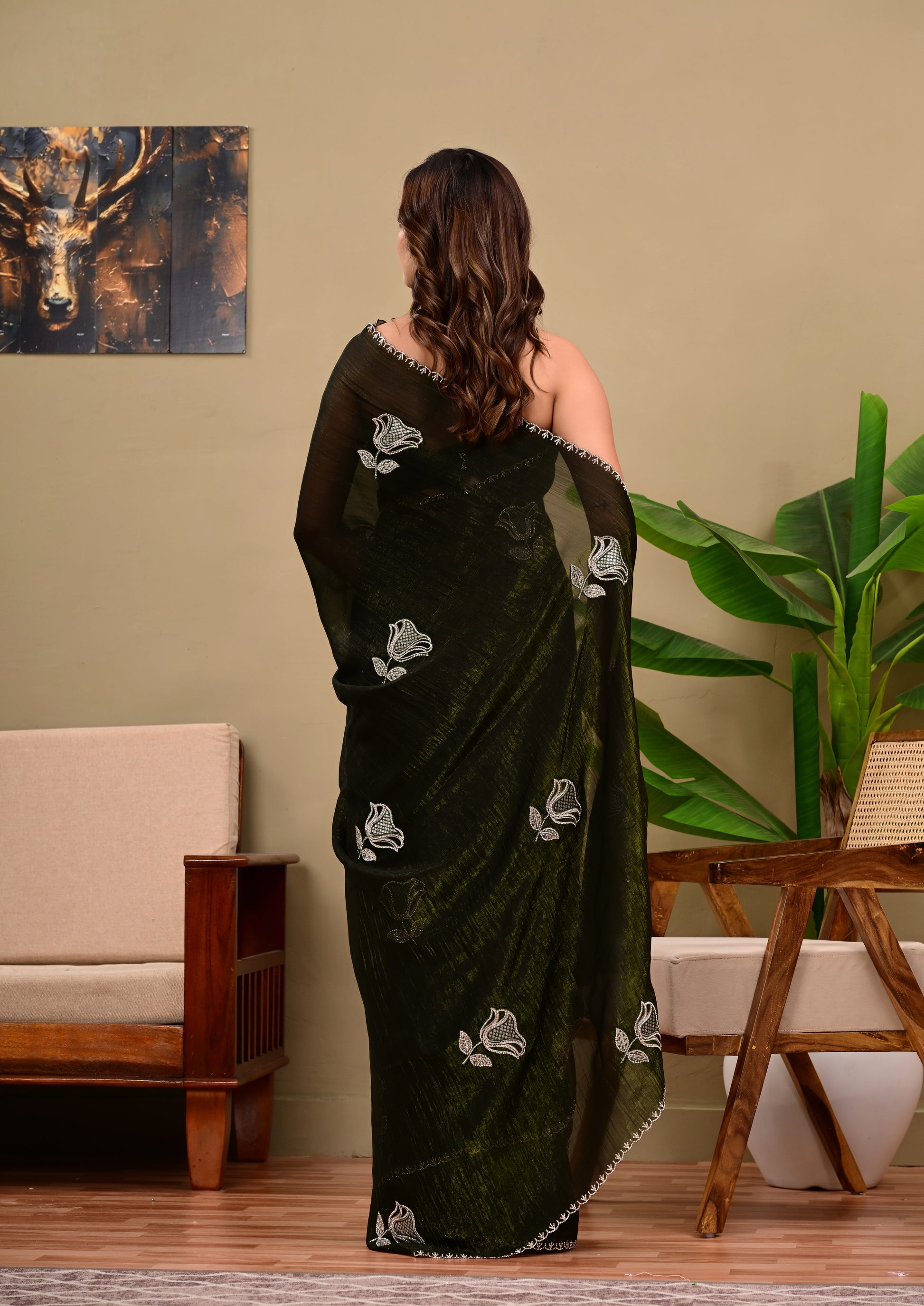 Heavy  Sequins  work Saree