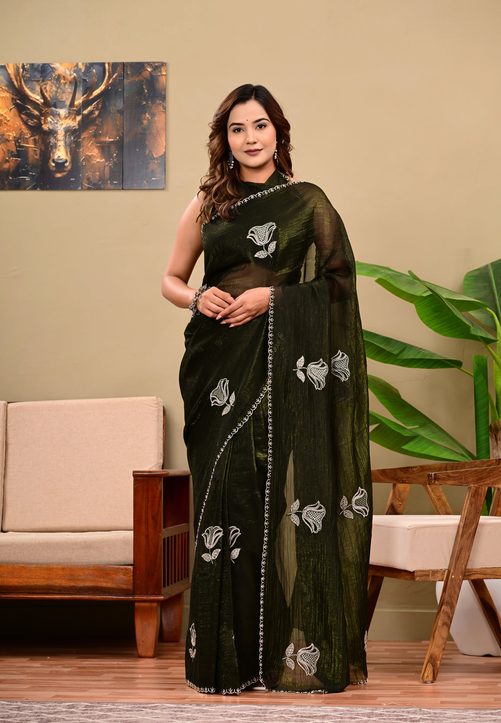 Heavy  Sequins  work Saree