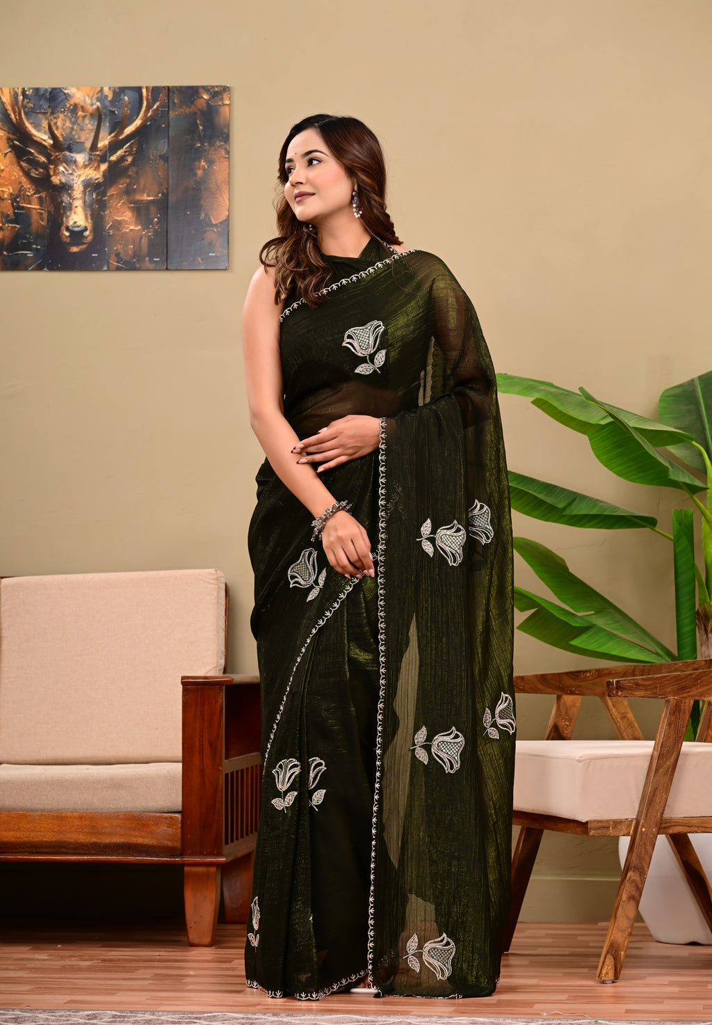 Heavy  Sequins  work Saree