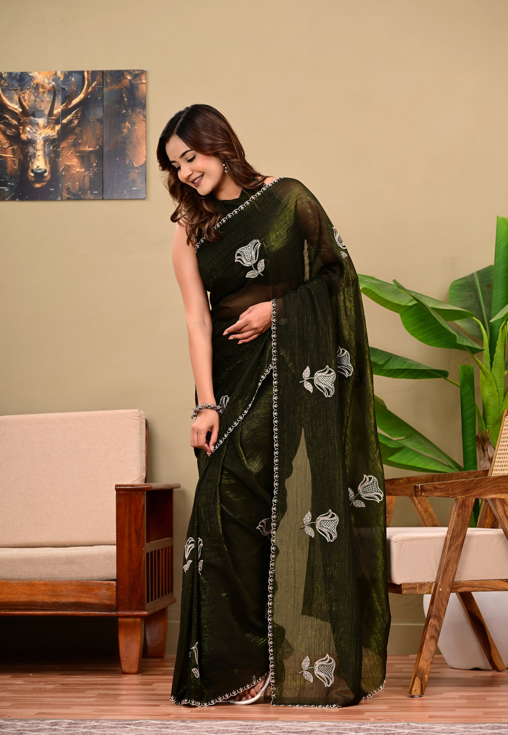 Heavy  Sequins  work Saree