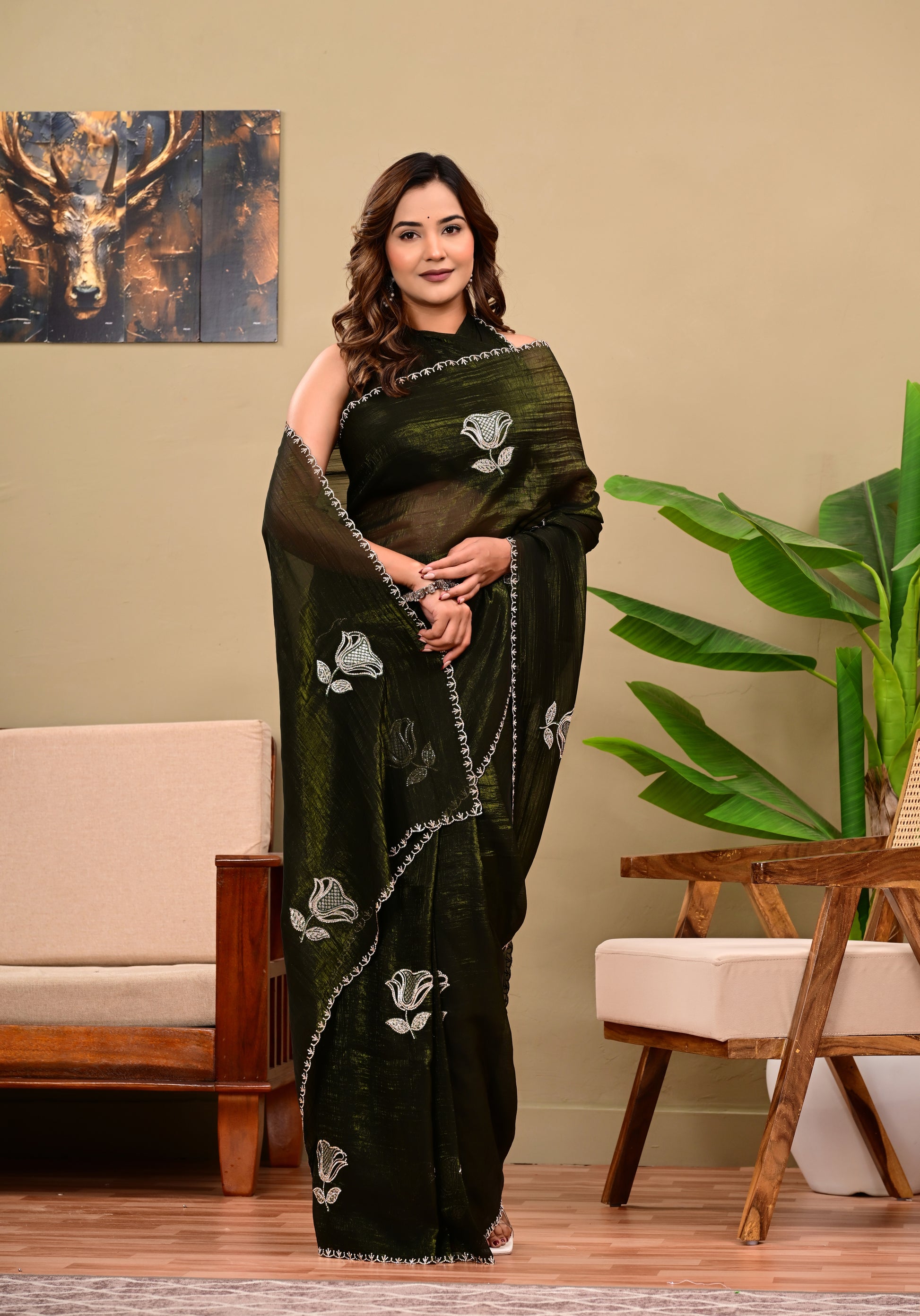 Heavy  Sequins  work Saree