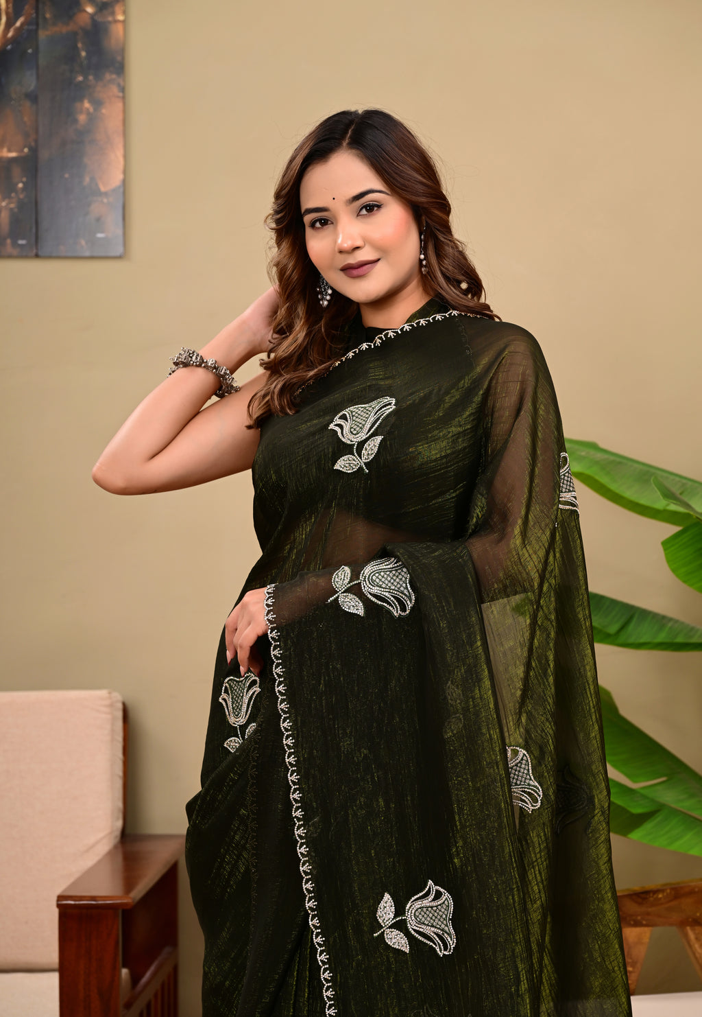 Heavy  Sequins  work Saree