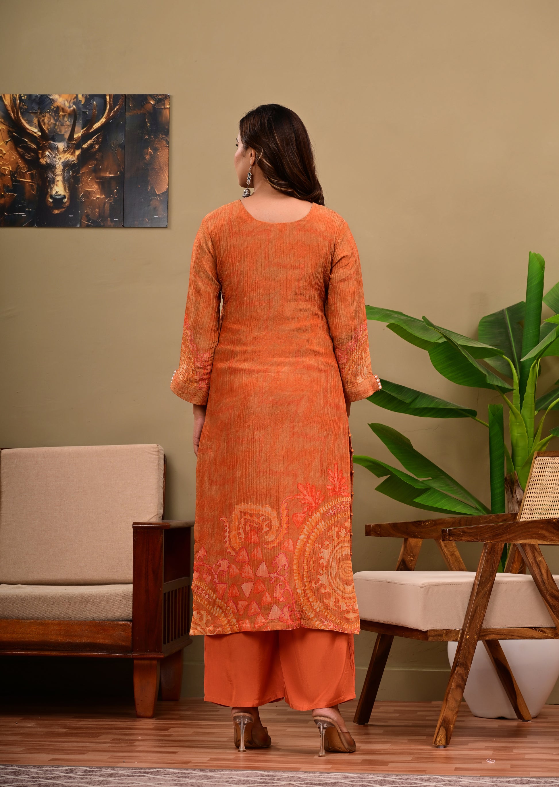 Crush Fabric Heavy Embroidered Sharara Set