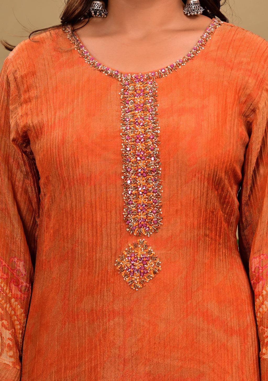 Crush Fabric Heavy Embroidered Sharara Set