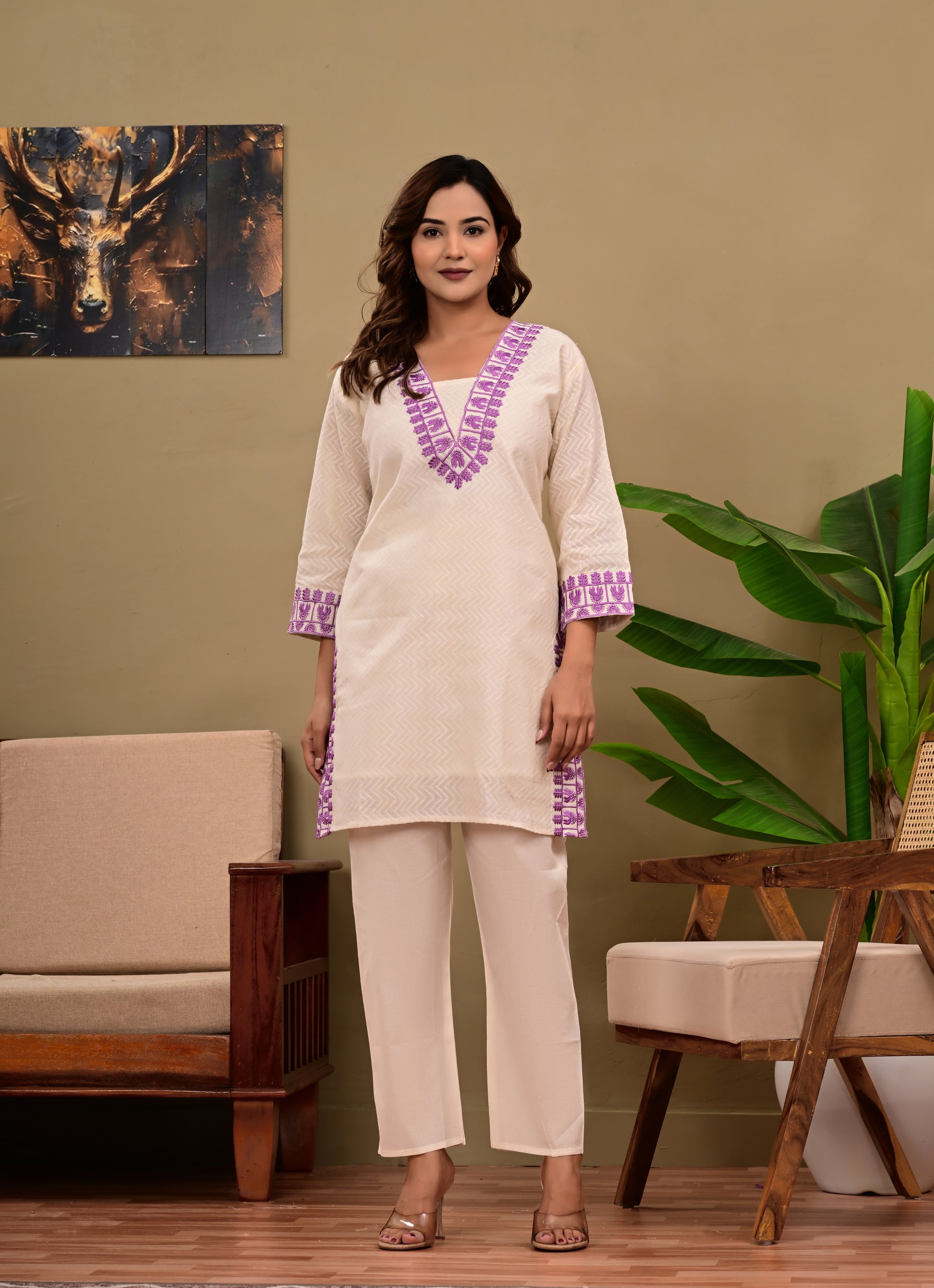 Cotton Heavy Embroidered Pant Set