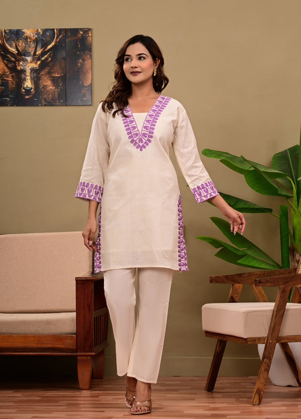 Cotton Heavy Embroidered Pant Set