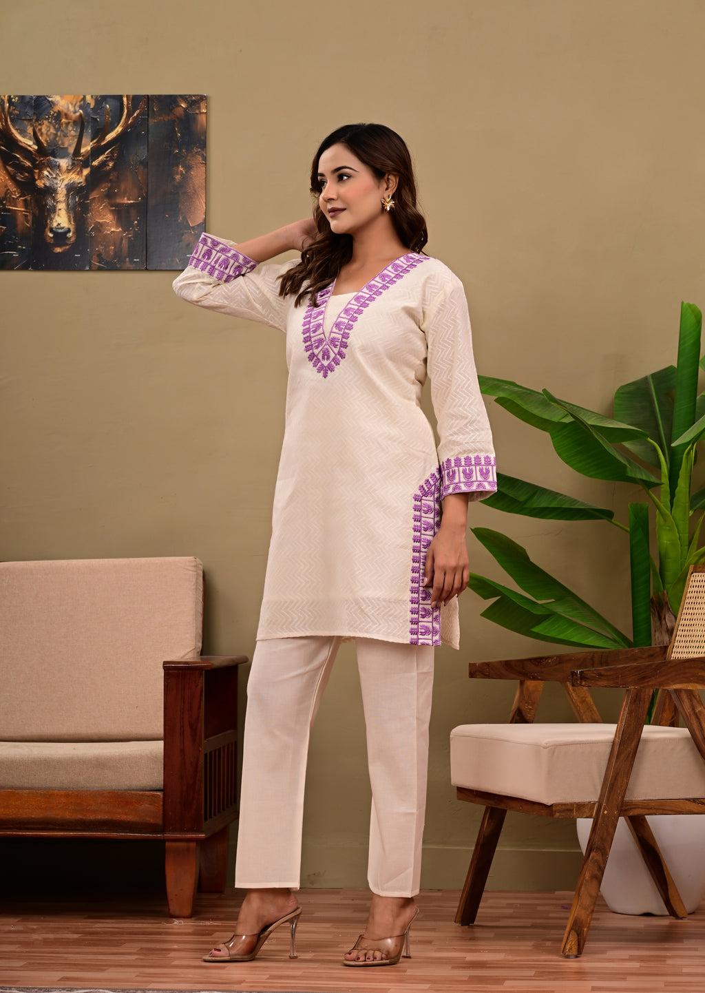 Cotton Heavy Embroidered Pant Set