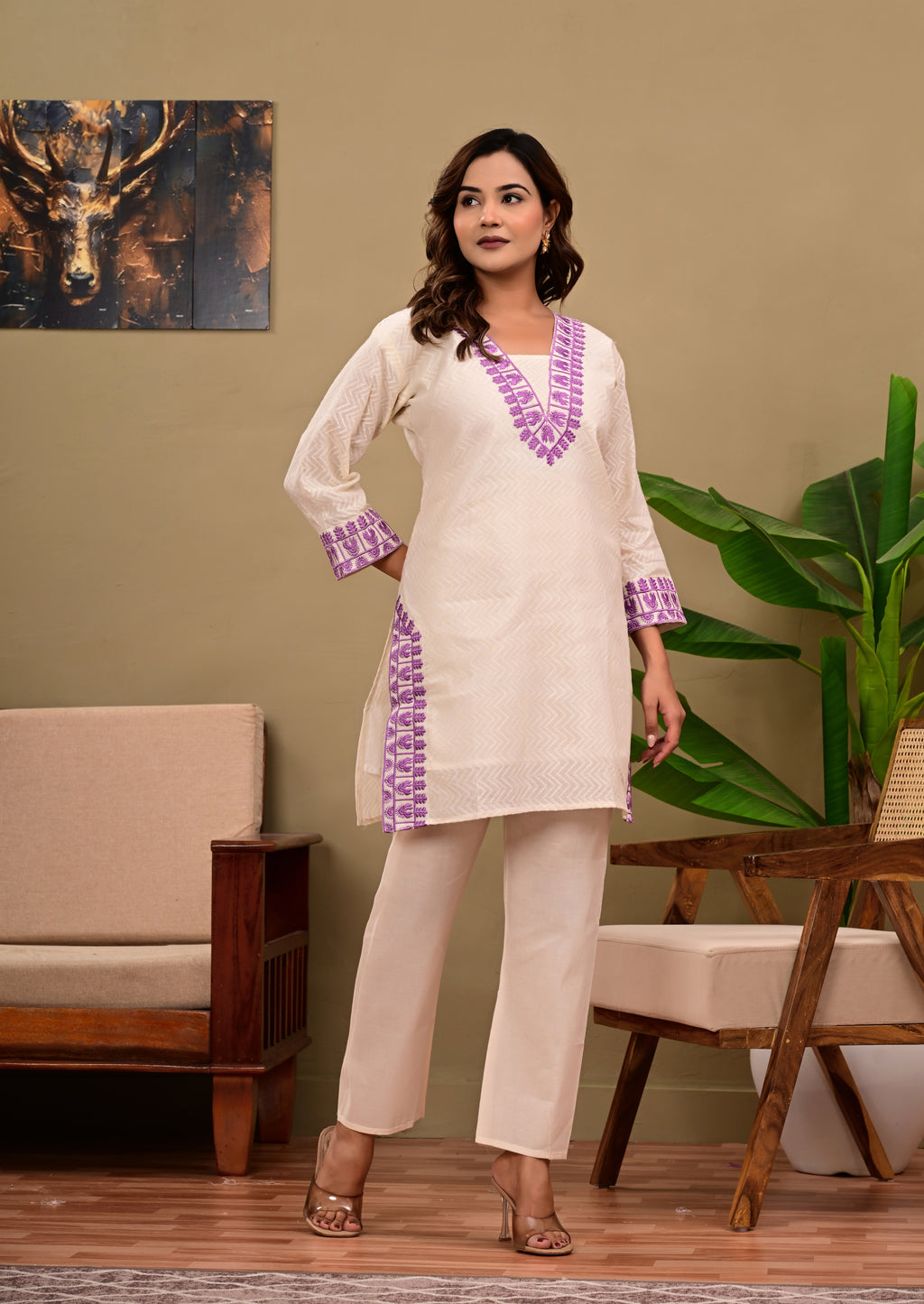 Cotton Heavy Embroidered Pant Set