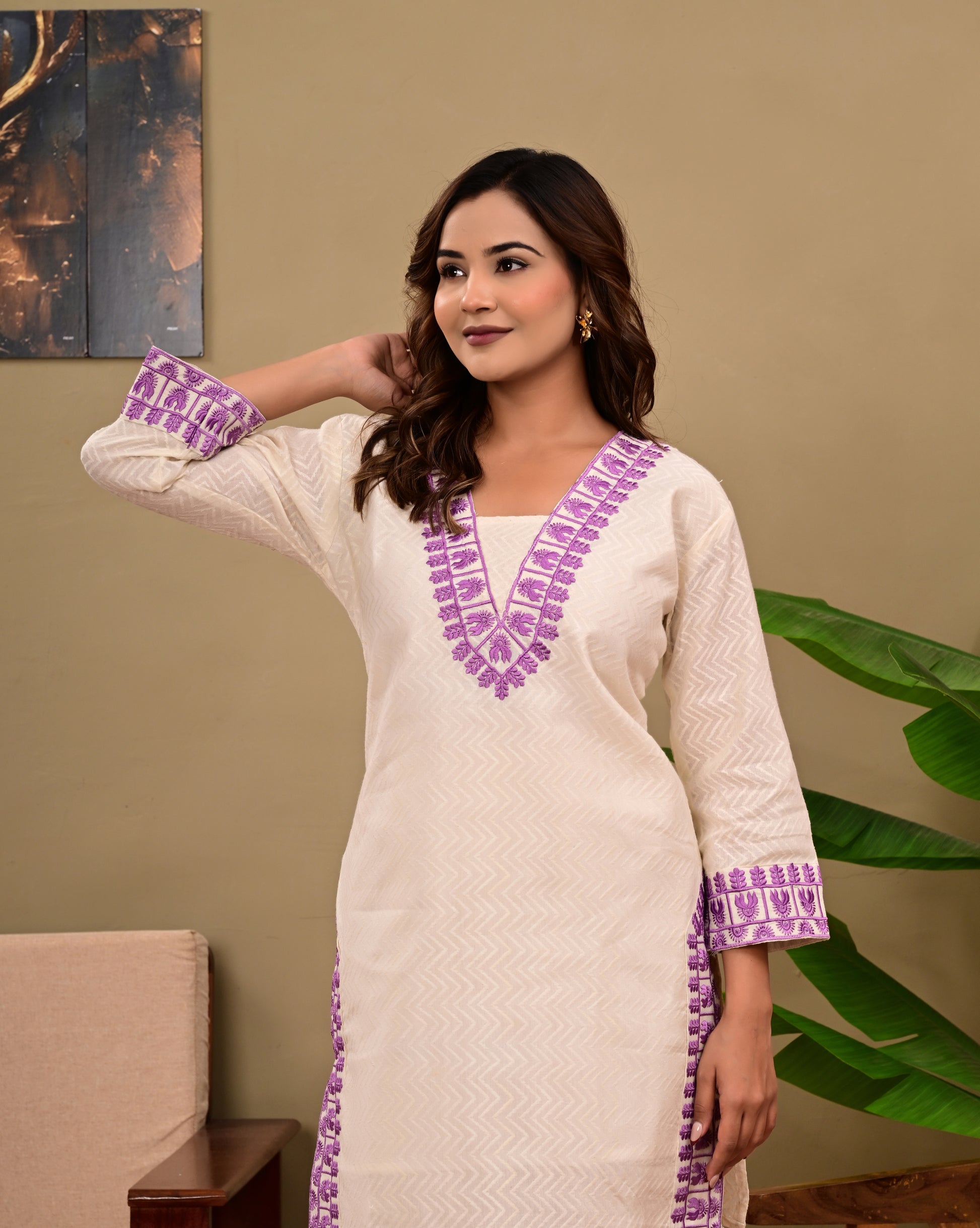 Cotton Heavy Embroidered Pant Set