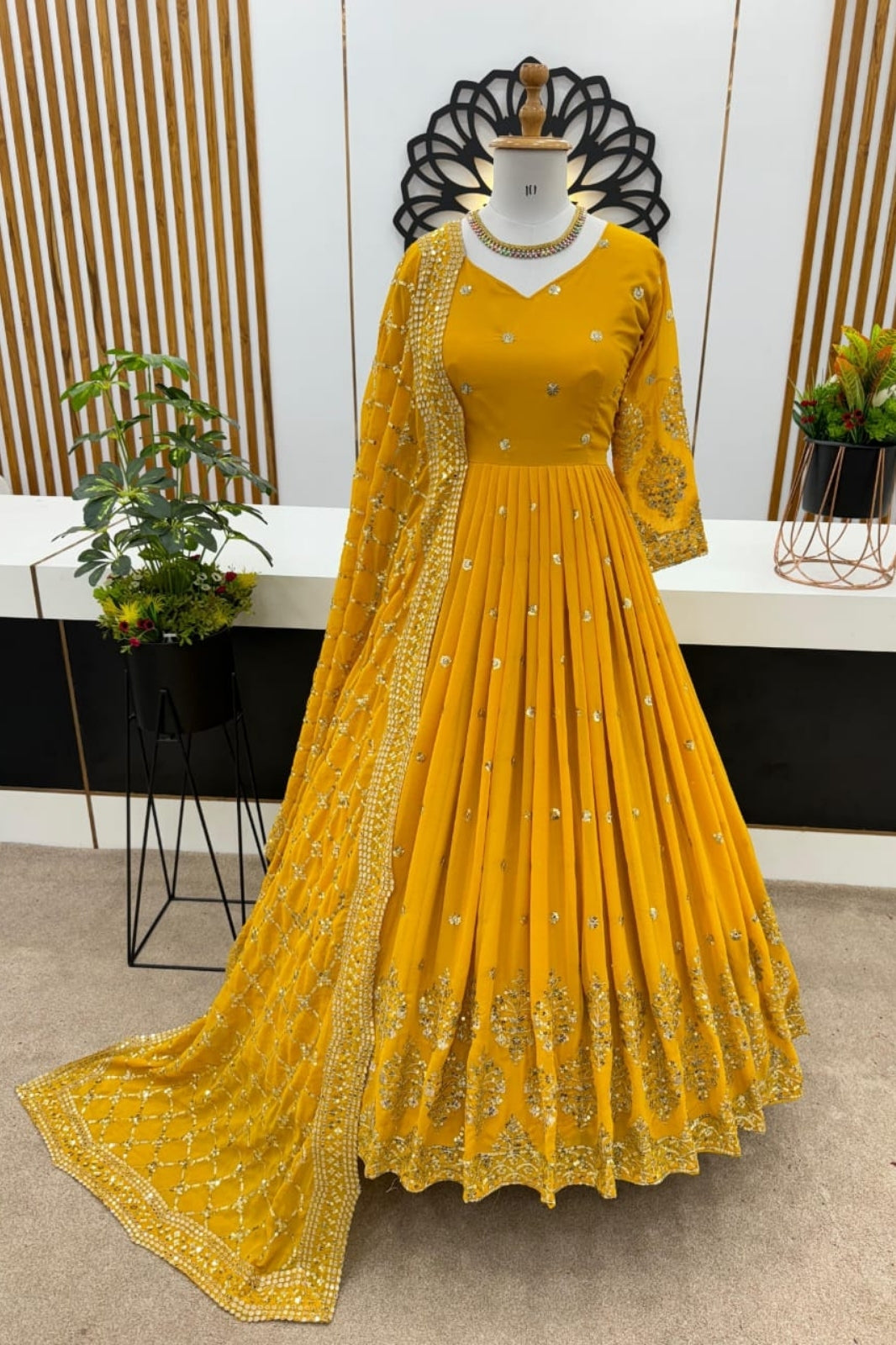 Elegant Embroidered Sequin Designer Anarkali with Dupatta