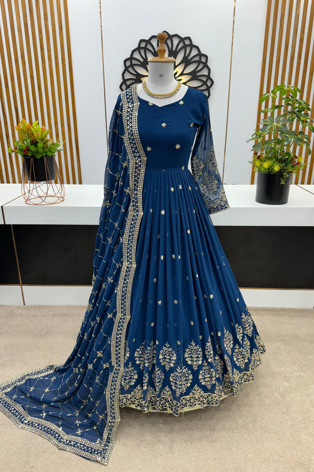 Elegant Embroidered Sequin Designer Anarkali with Dupatta