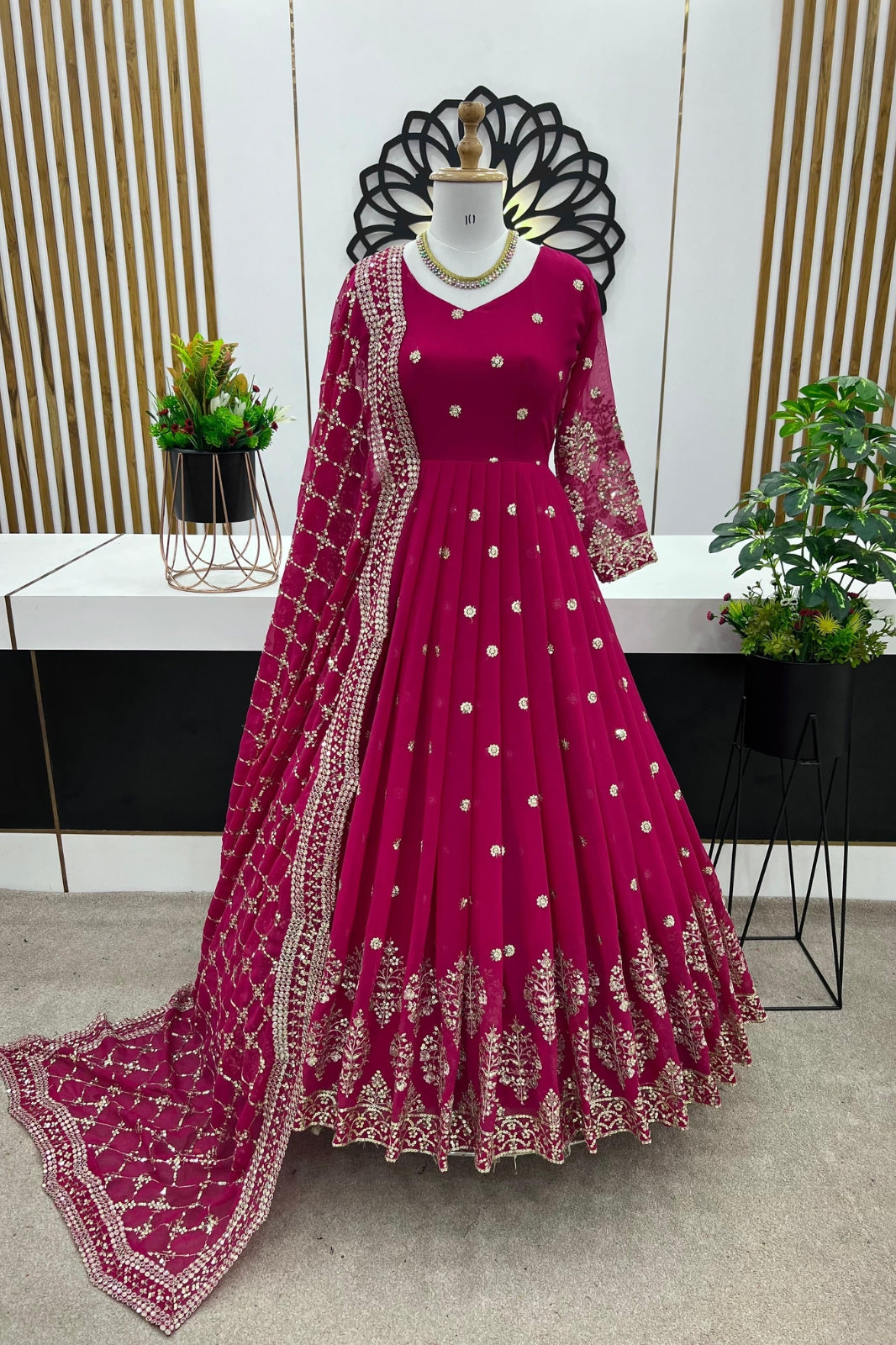 Elegant Embroidered Sequin Designer Anarkali with Dupatta