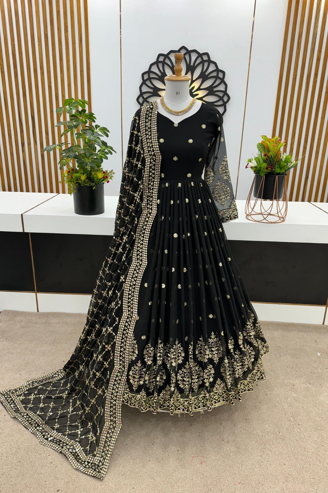 Elegant Embroidered Sequin Designer Anarkali with Dupatta