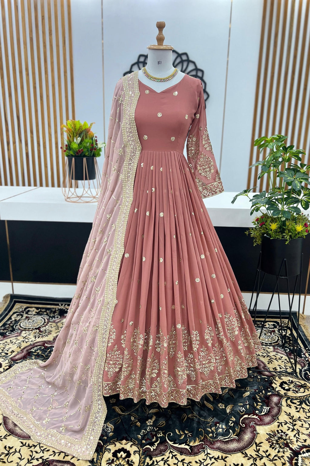 Elegant Embroidered Sequin Designer Anarkali with Dupatta