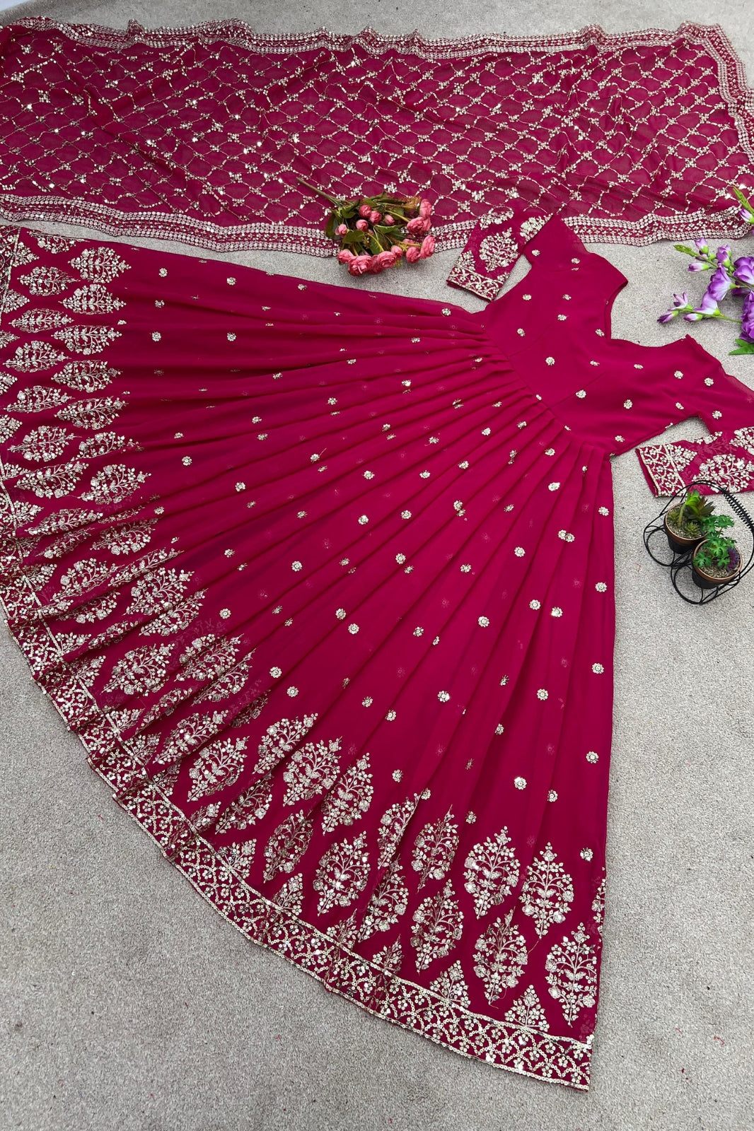 Elegant Embroidered Sequin Designer Anarkali with Dupatta