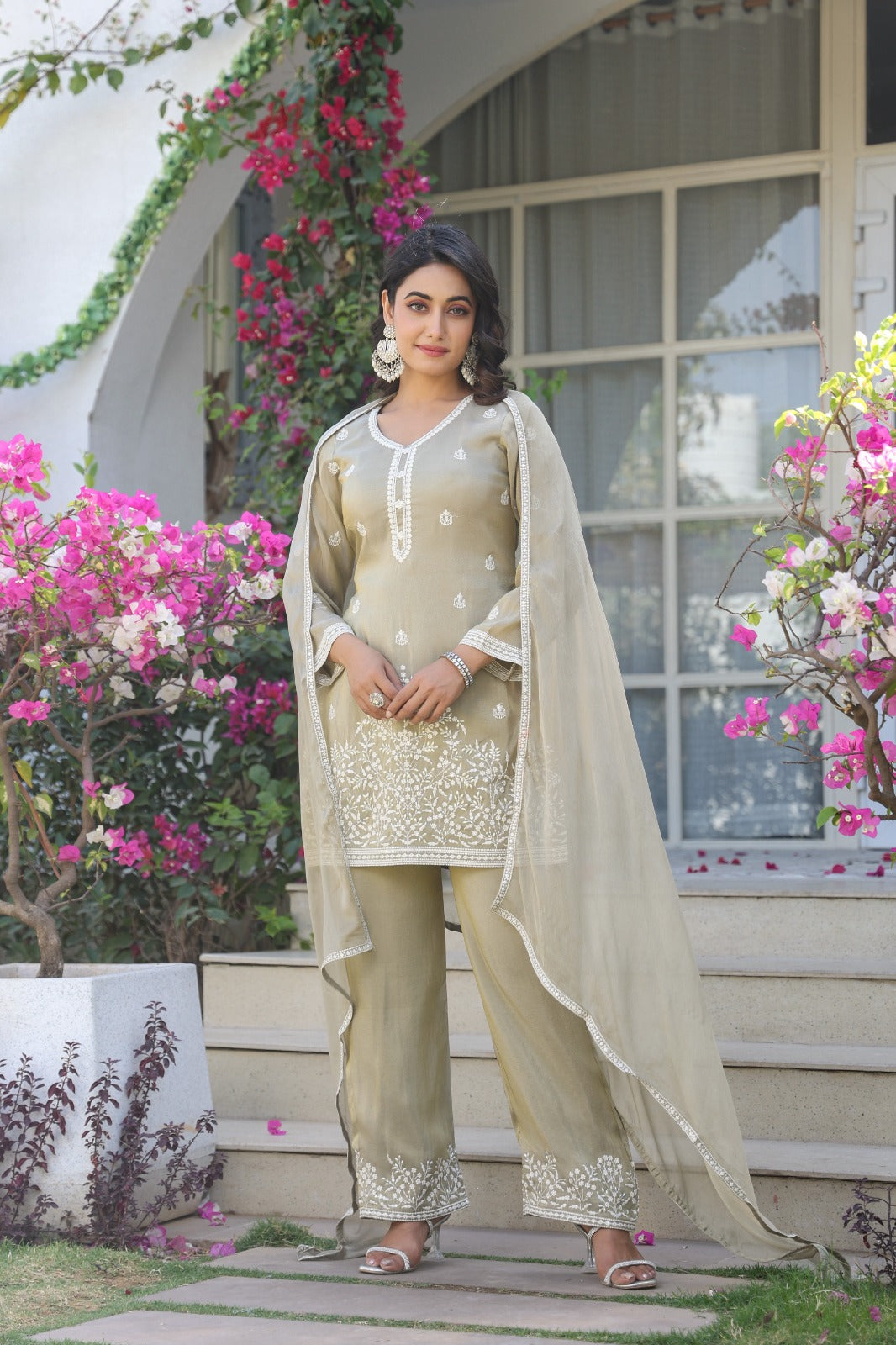 Premium Fancy Tissue Fabric Suit with Dupatta