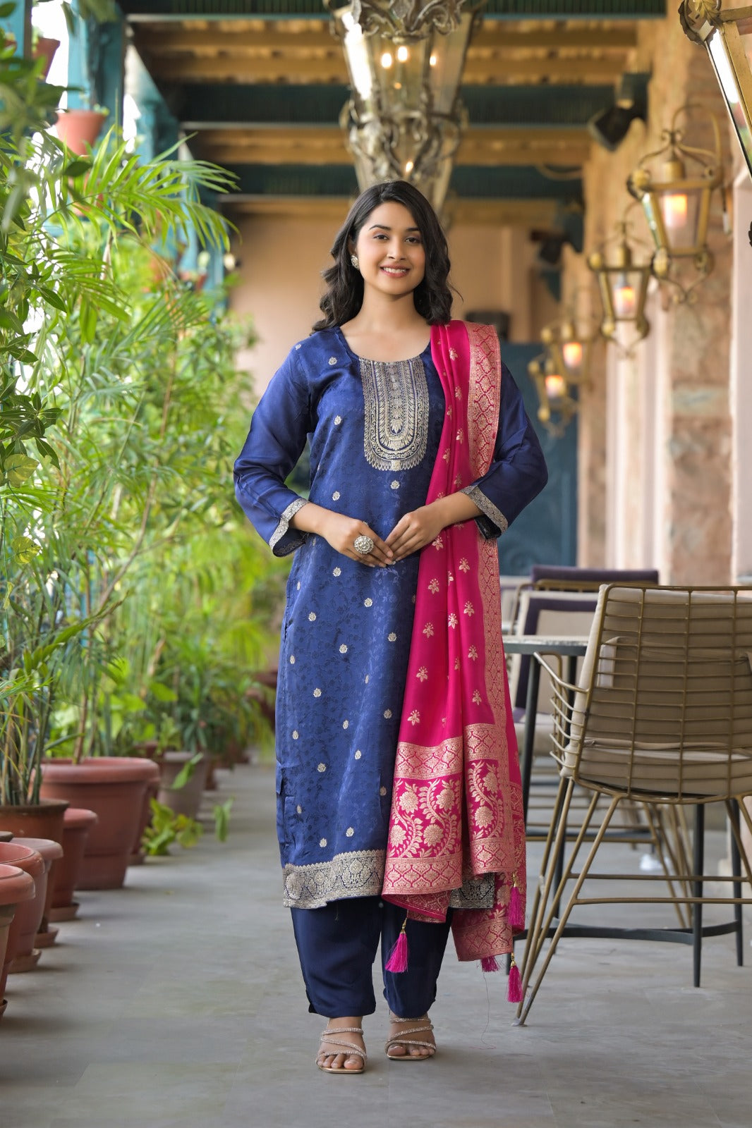 Graceful Blue Party Wear Dola Silk 3-Piece Suit with Dupatta