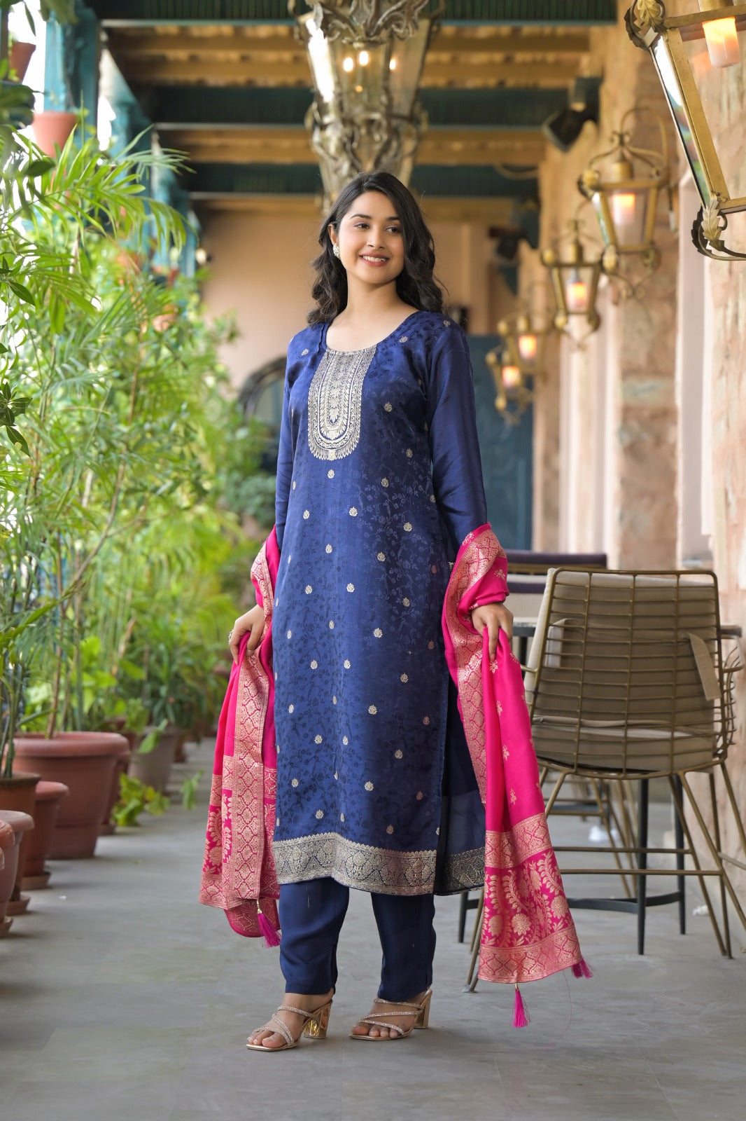 Graceful Blue Party Wear Dola Silk 3-Piece Suit with Dupatta