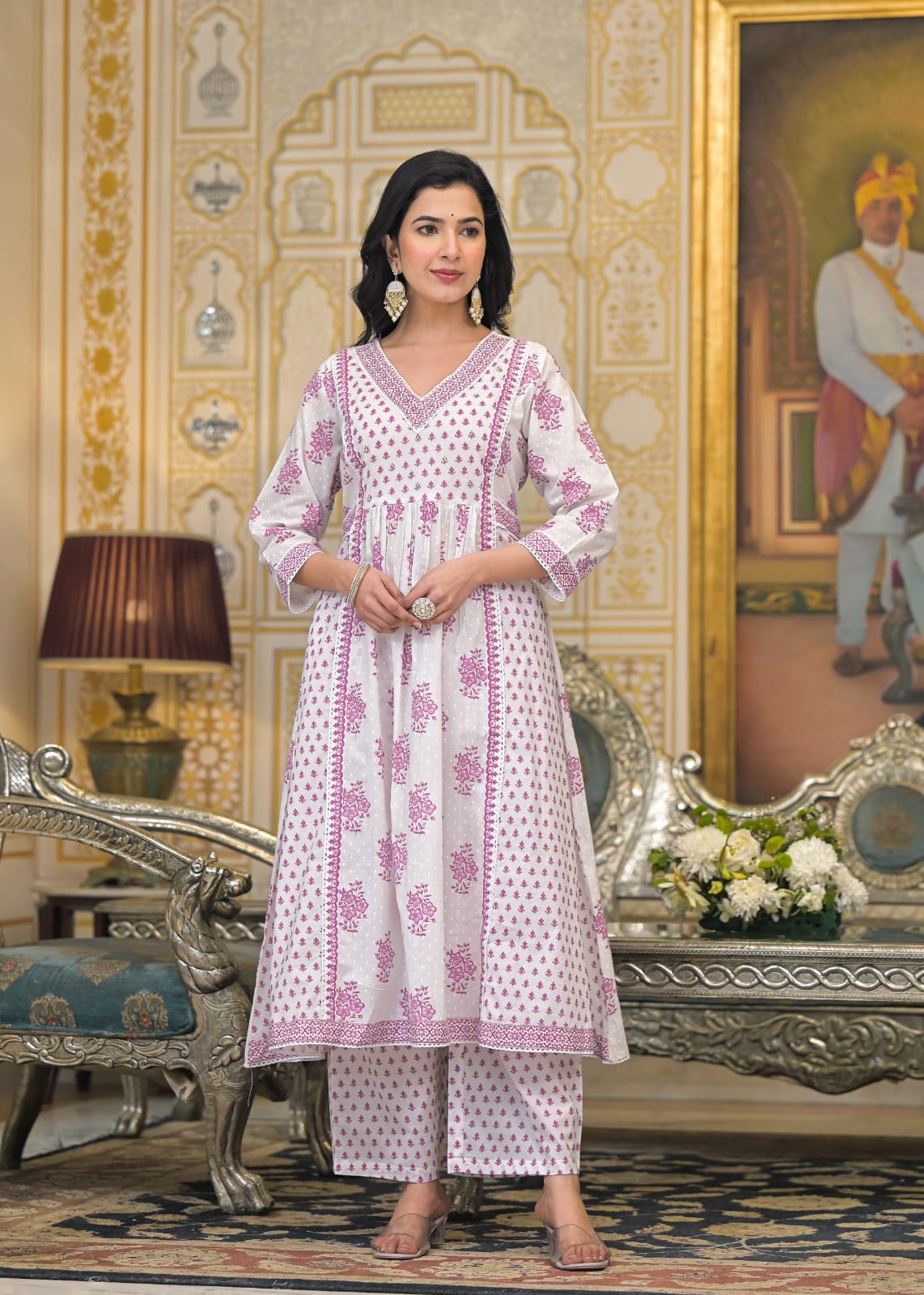 Graceful Pink Designer Cotton Anarkali Suit with Dupatta