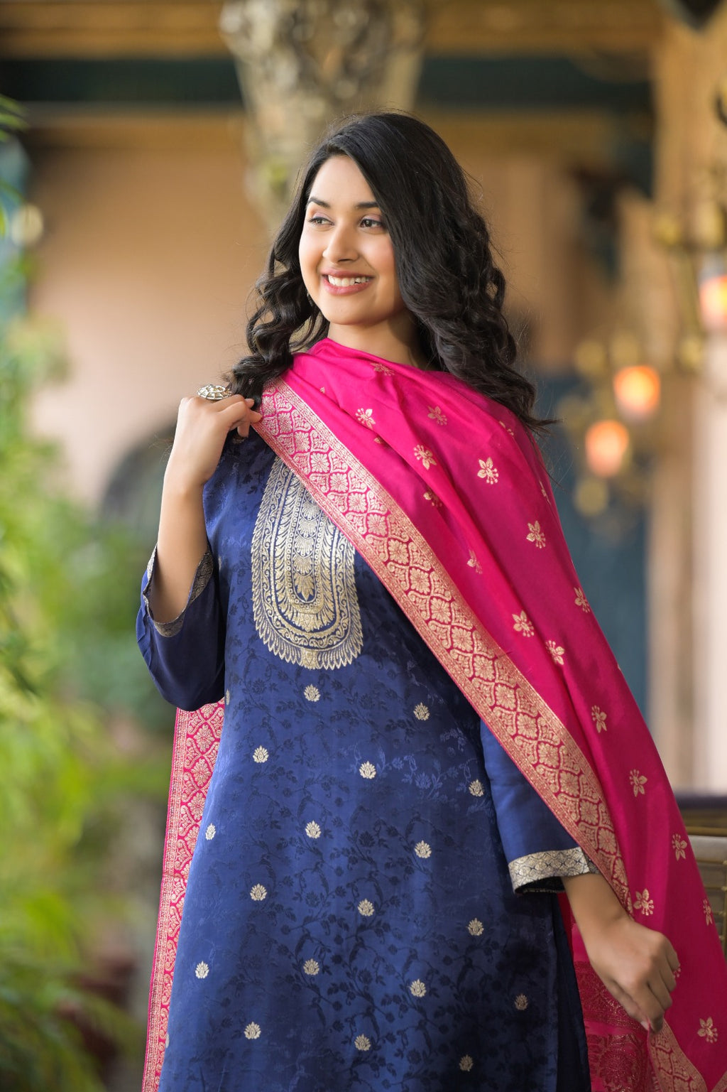 Graceful Blue Party Wear Dola Silk 3-Piece Suit with Dupatta