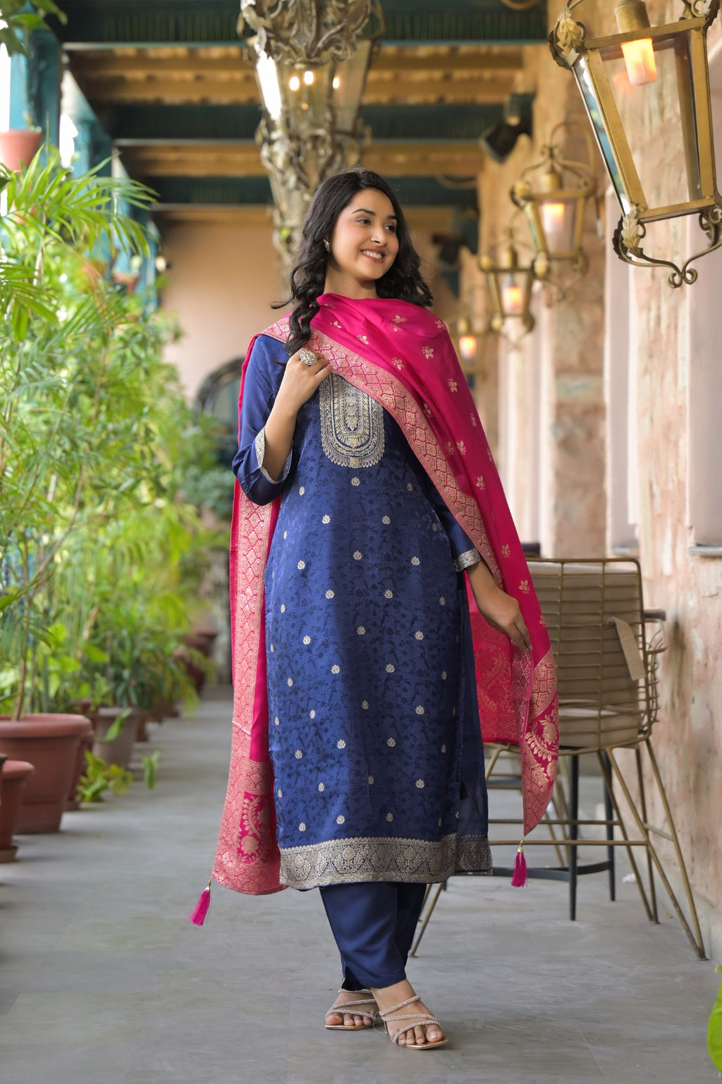 Graceful Blue Party Wear Dola Silk 3-Piece Suit with Dupatta