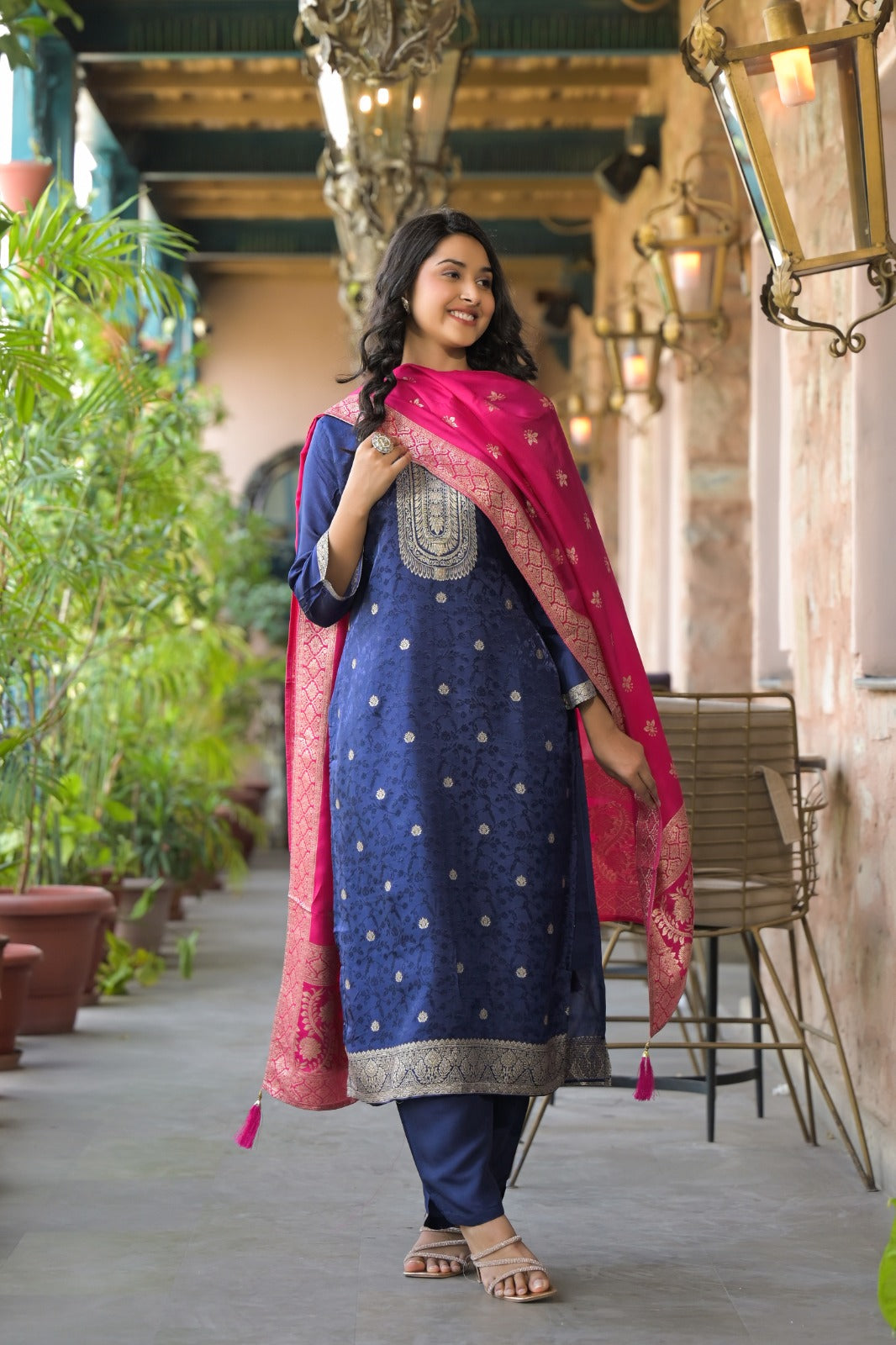 Graceful Blue Party Wear Dola Silk 3-Piece Suit with Dupatta