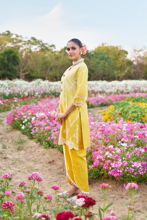 Bright Yellow Cotton 2-Piece Co-ord Set