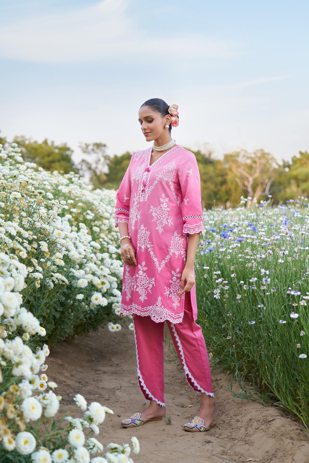 Chic Pink Cotton 2-Piece Co-ord Set