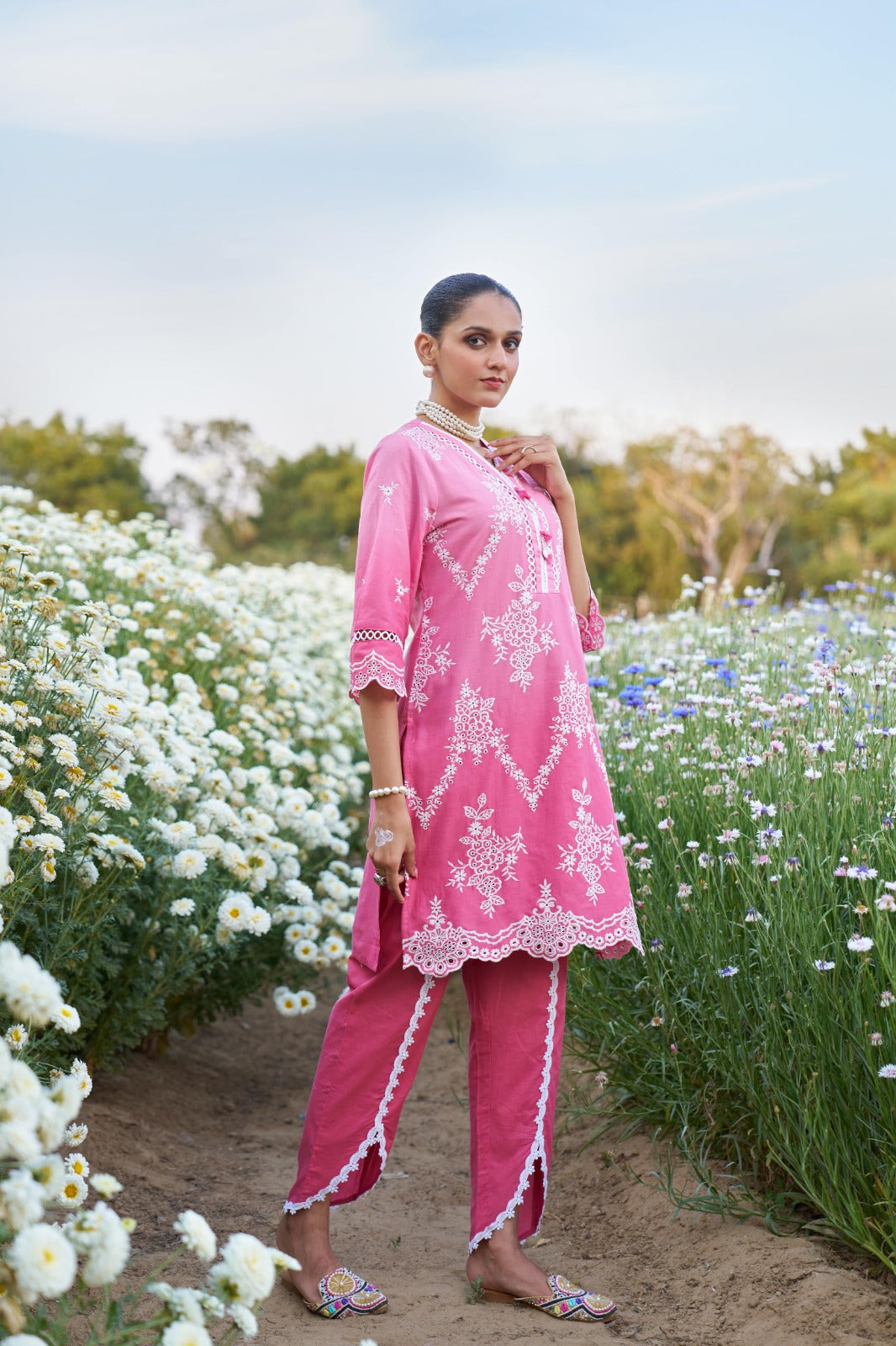 Chic Pink Cotton 2-Piece Co-ord Set