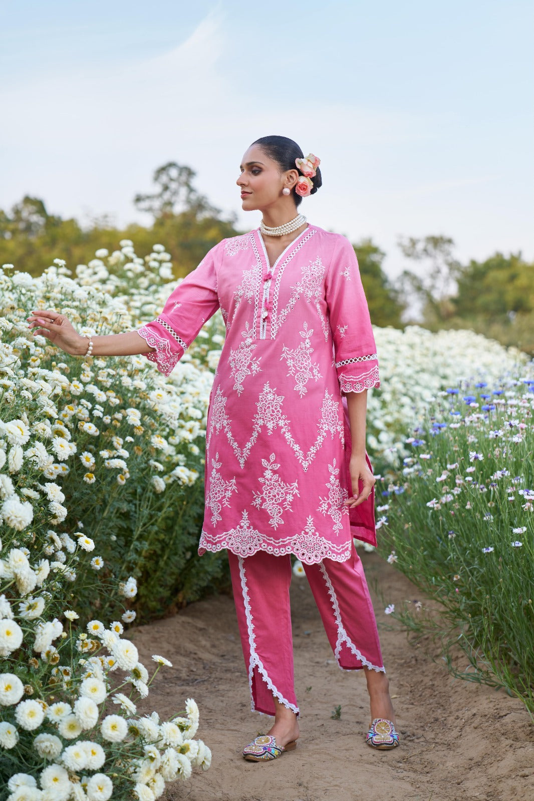Chic Pink Cotton 2-Piece Co-ord Set