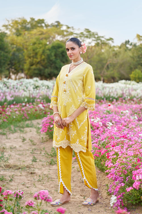 Bright Yellow Cotton 2-Piece Co-ord Set