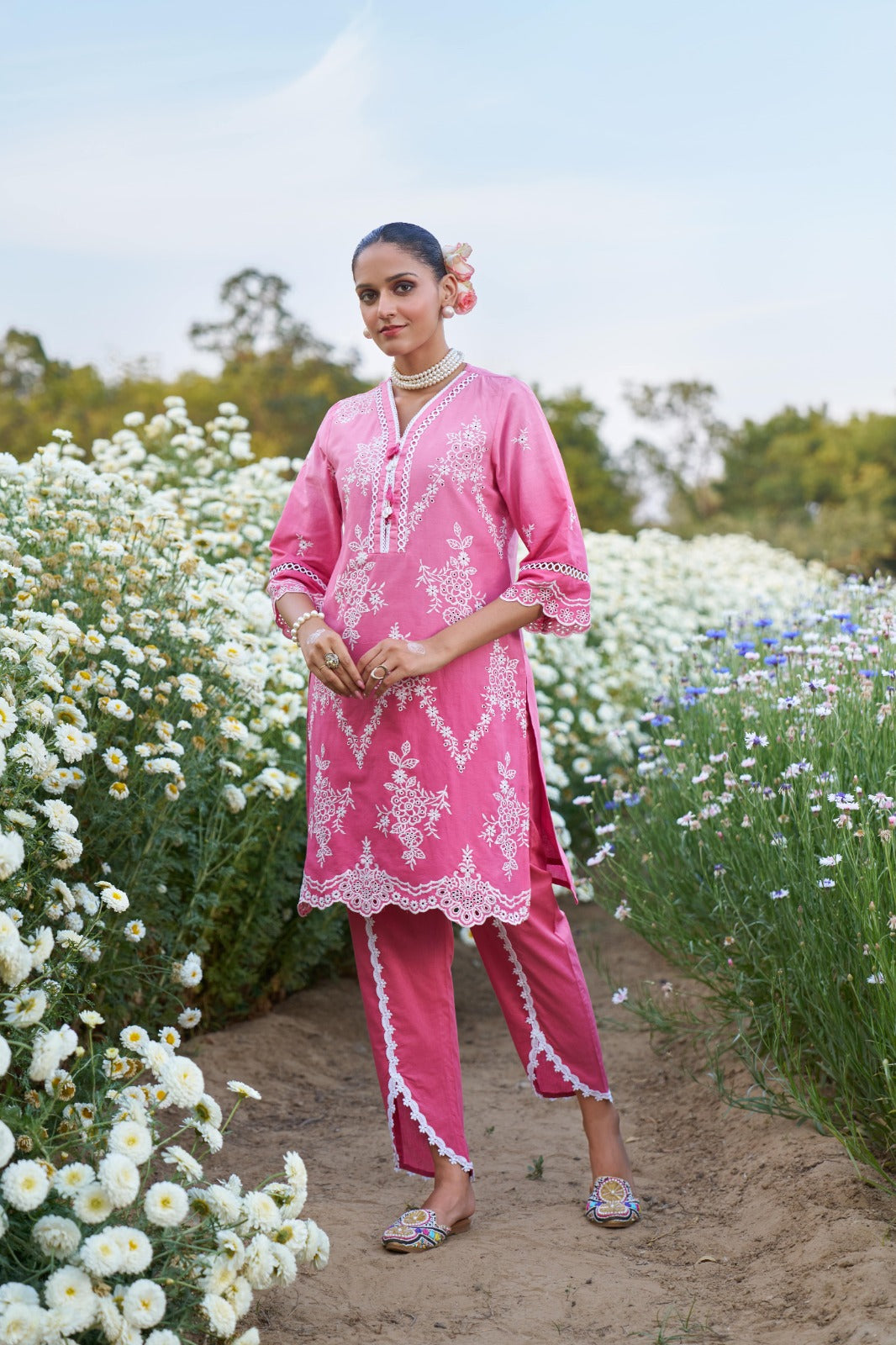 Chic Pink Cotton 2-Piece Co-ord Set